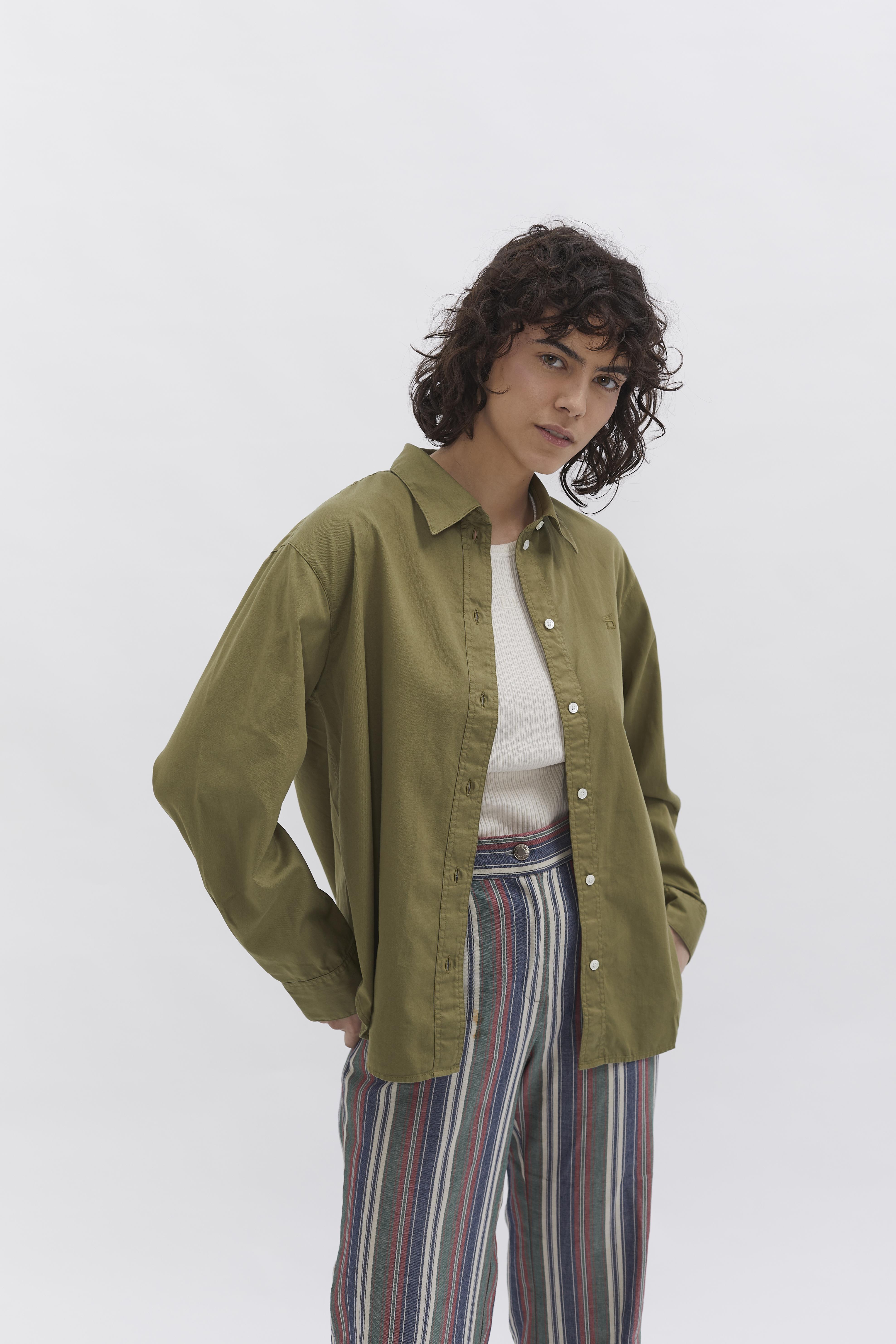 Boxed Fit Blouse D-Brand, Blouses, Boxed Fit Bluse, OLIVE GREEN, Grün, 227010, 227010-310