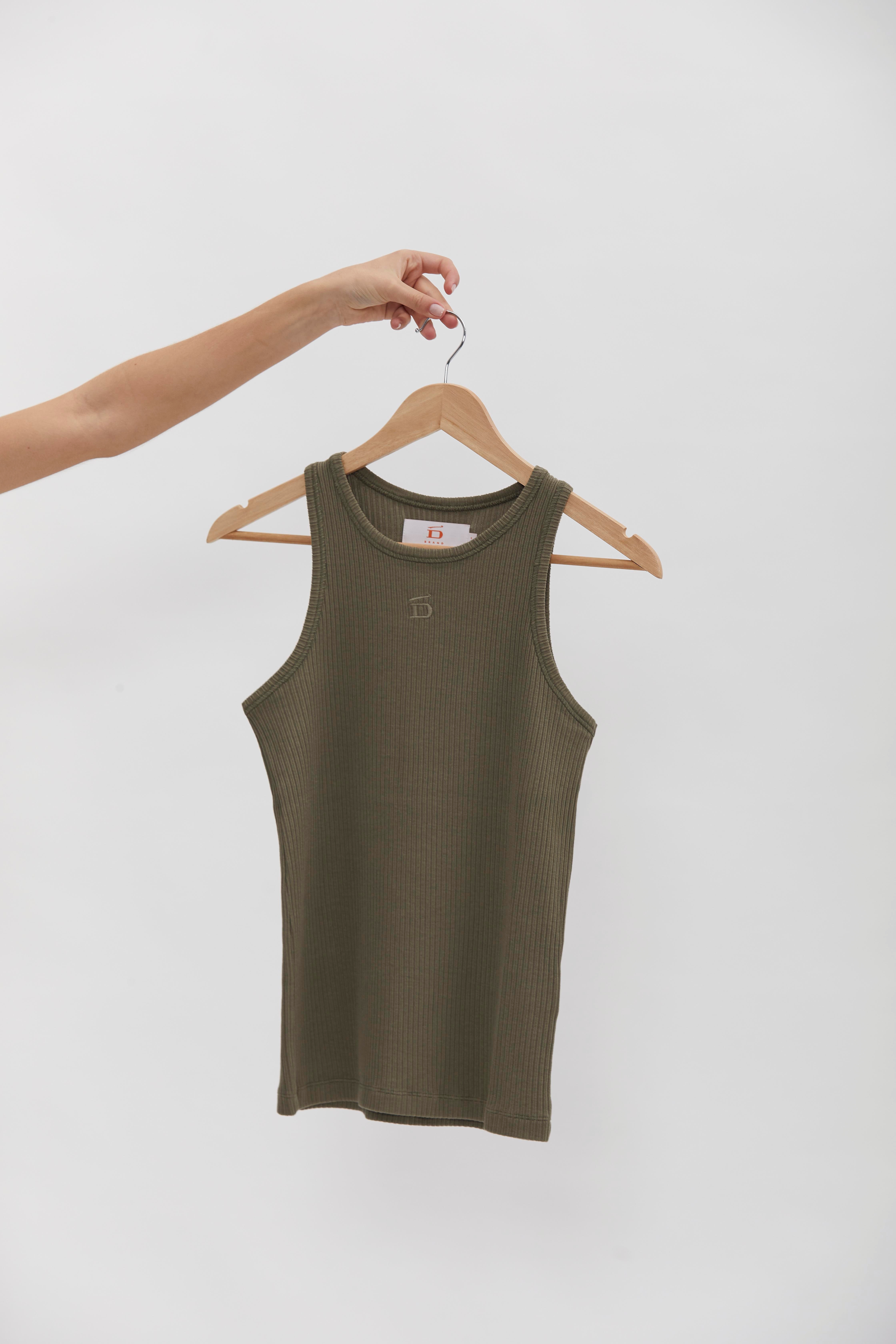 Ribbed Tank Top D-Brand, T-Shirts, Polos und Tops, Ribbed Tank Top, DUSTY OLIVE, Grün, 222602, 222602-322
