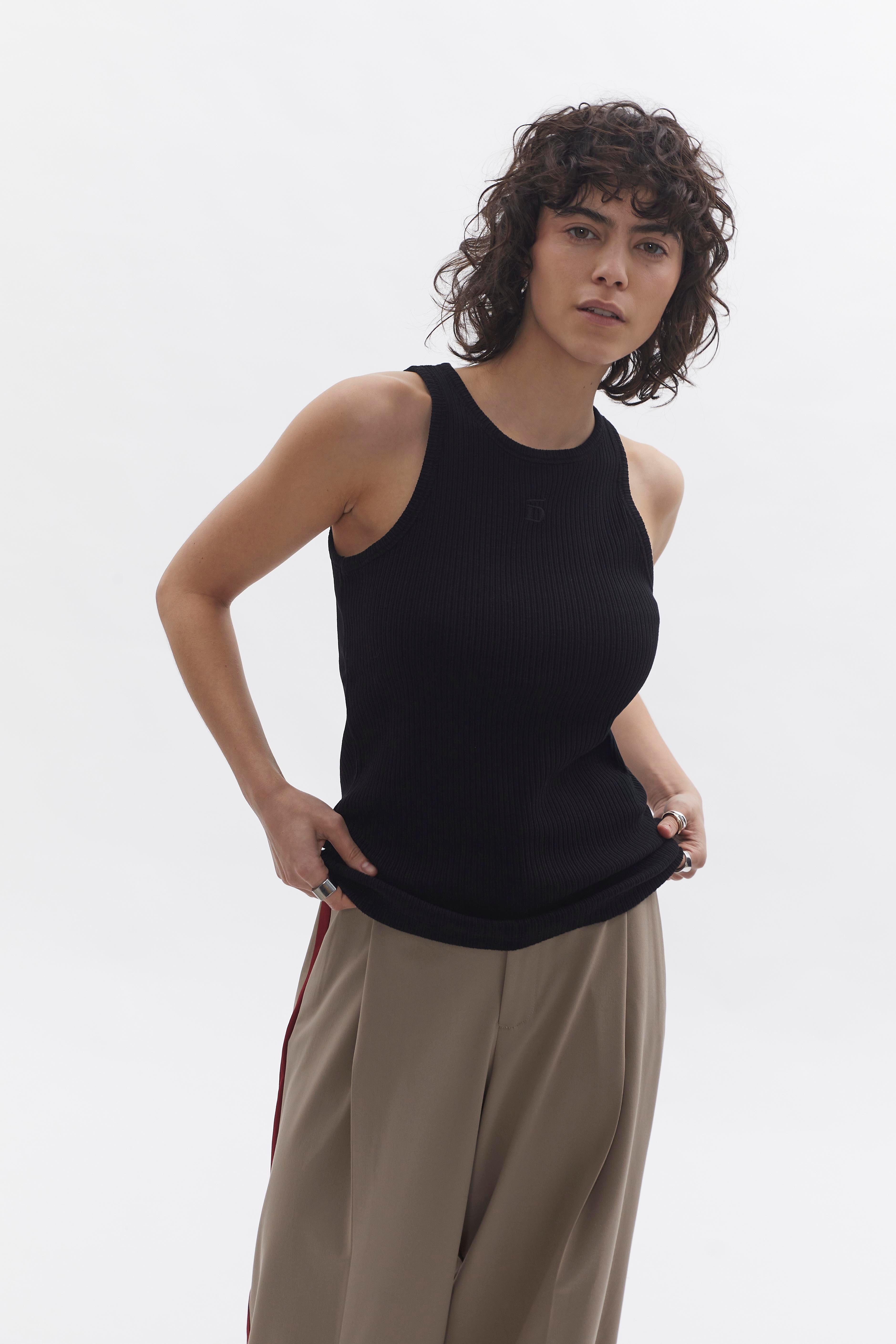 Ribbed Tank Top D-Brand, T-Shirts, Polos und Tops, Ribbed Tank Top, BLACK, Schwarz, 222602, 222602-100