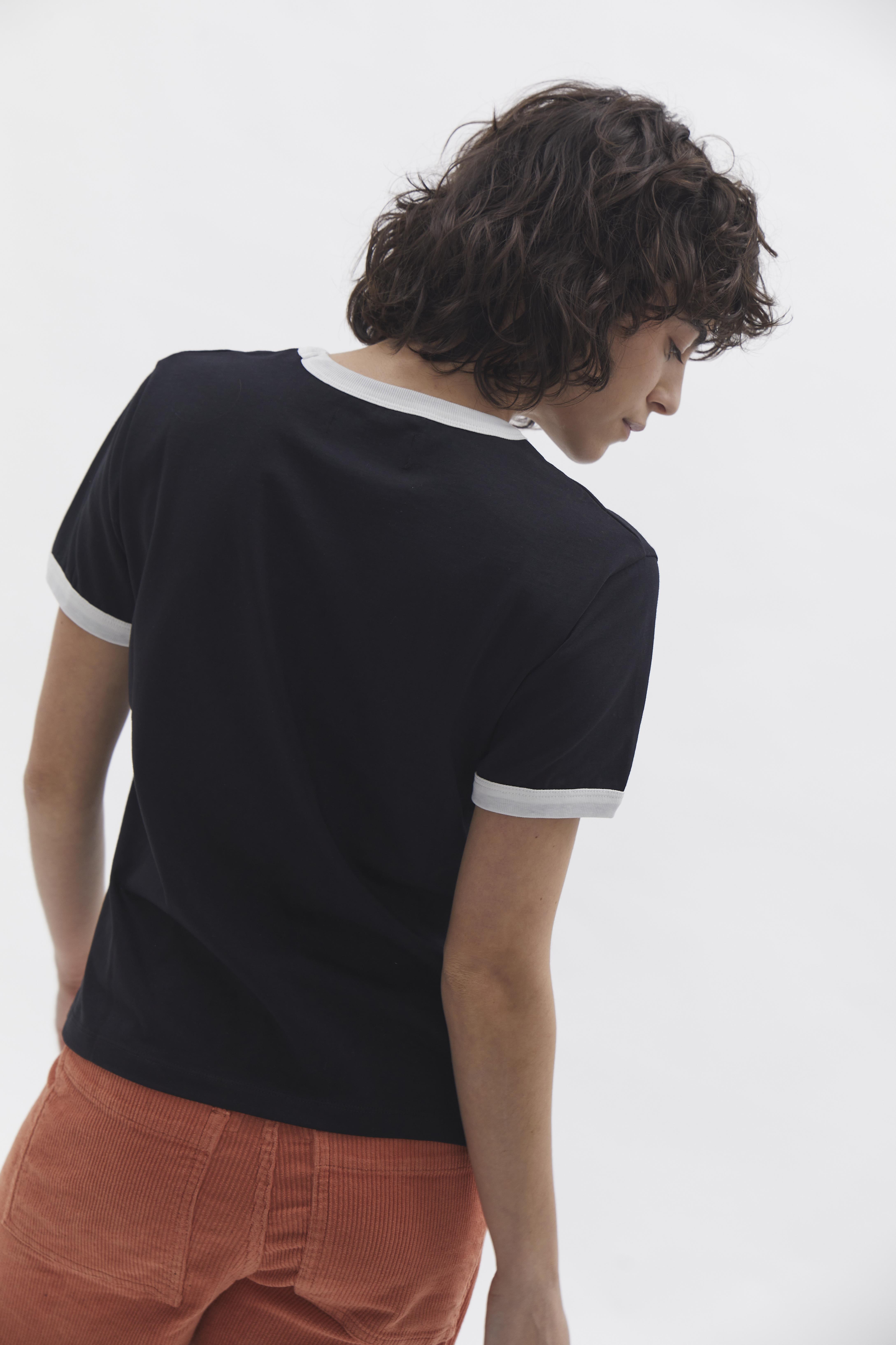 Ringer T-Shirt D-Brand, T-Shirts, Polos und Tops, Ringer T-Shirt, BLACK, Schwarz, 222207, 222207-100