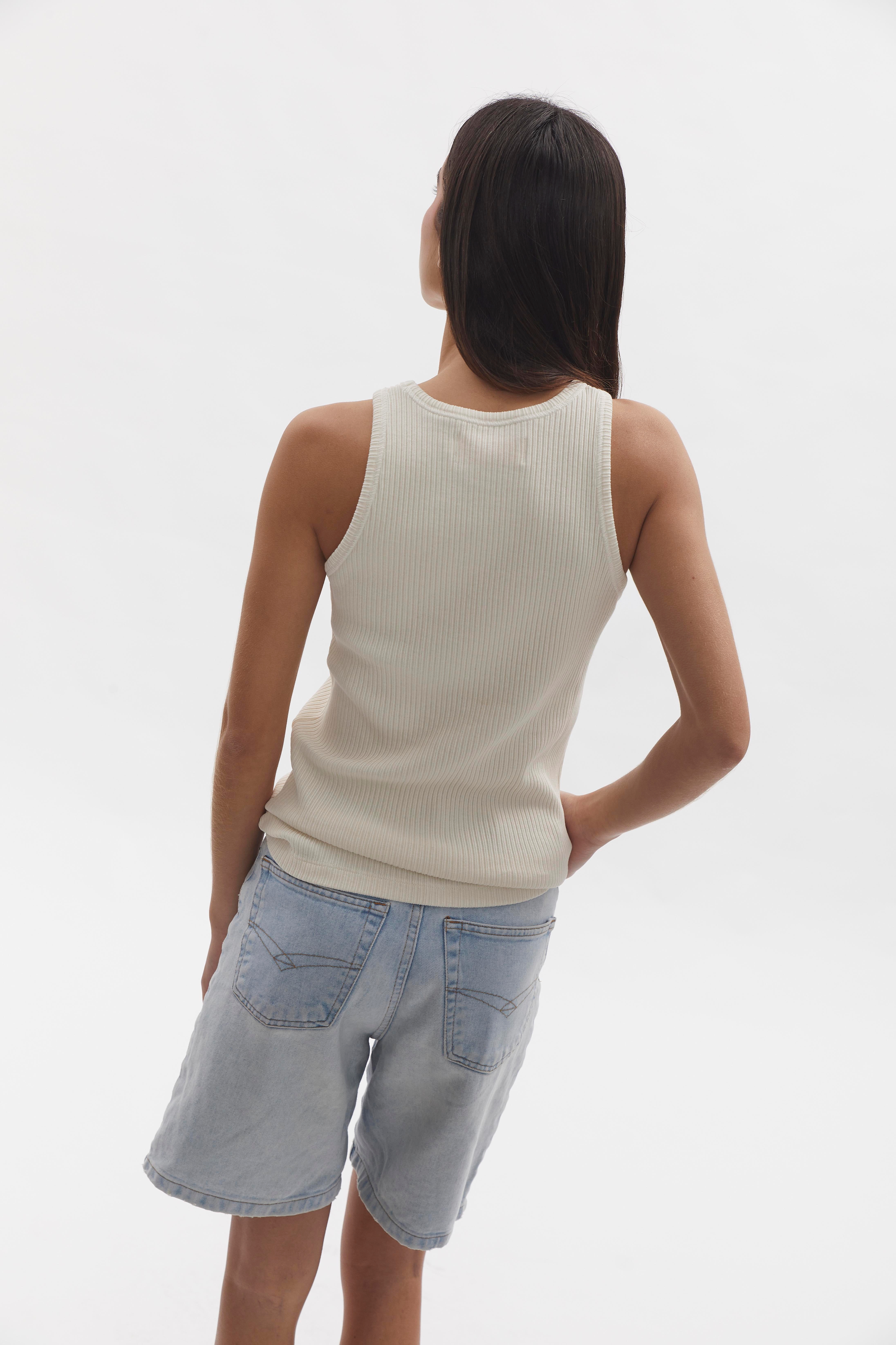 Ribbed Tank Top D-Brand, T-Shirts, Polos und Tops, Ribbed Tank Top, EGGNOG, Creme, 222602, 222602-113