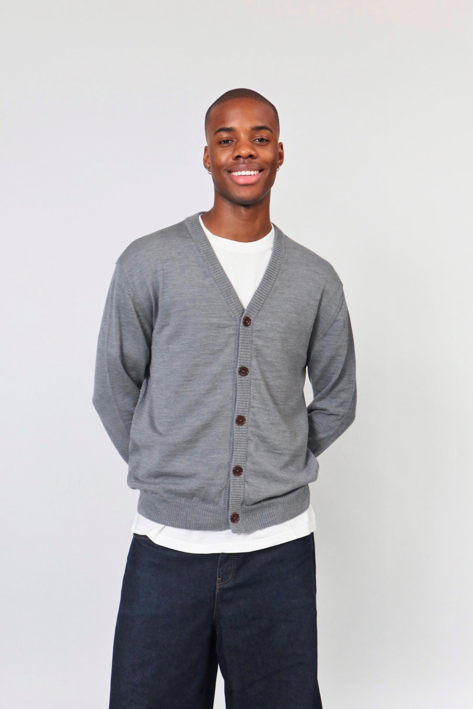 D-Brand, Jackets, Vest, Cardigans, D-Intarsia Cardigan, GREY MELANGE, Grau, 116310, 116310-152