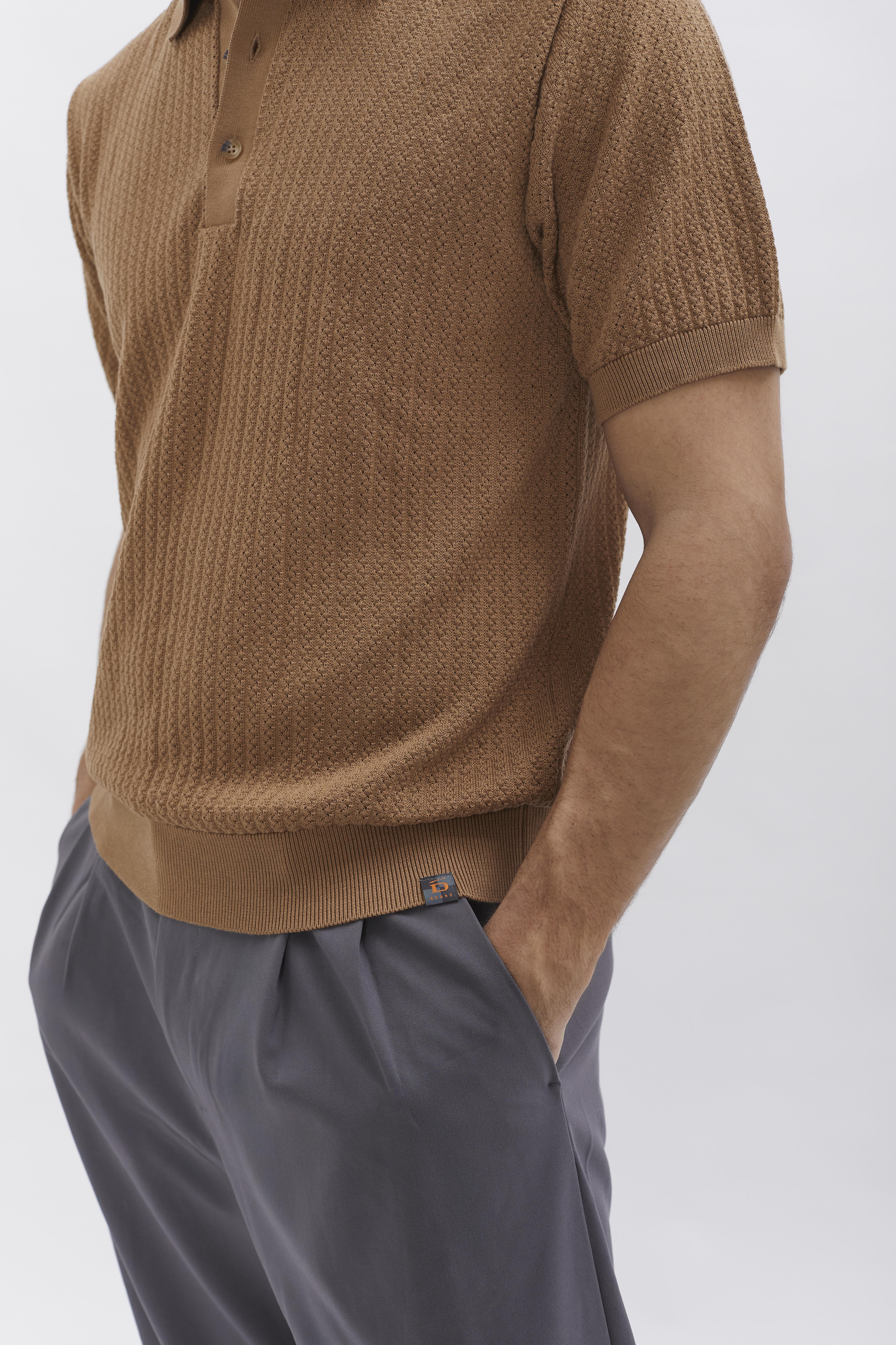 Knit Polo D-Brand, T-Shirts und Polos, Knit Polo, CAPPUCINO, Braun, 112501, 112501-223
