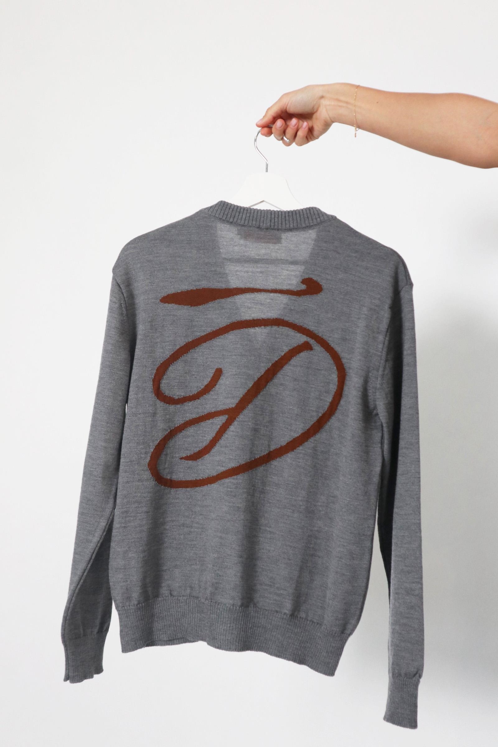 D-Intarsia Cardigan D-Brand, Jackets, Vest, Cardigans, D-Intarsia Cardigan, GREY MELANGE, Grau, 116310, 116310-152