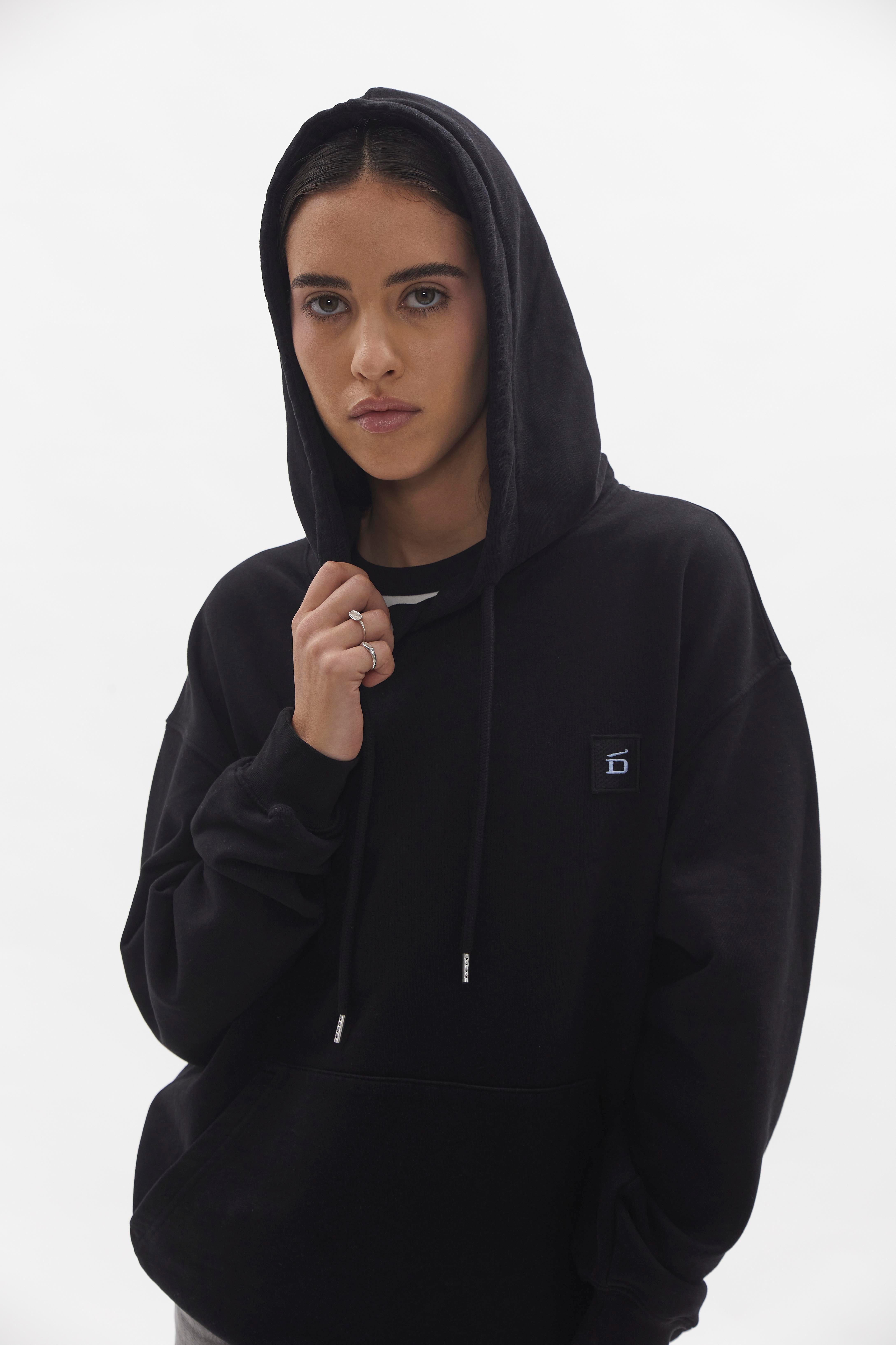 Badge Hoodie D-Brand, Hoodies, Zip Hoodies, Badge Hoodie, BLACK, Schwarz, 220001, 220001-100