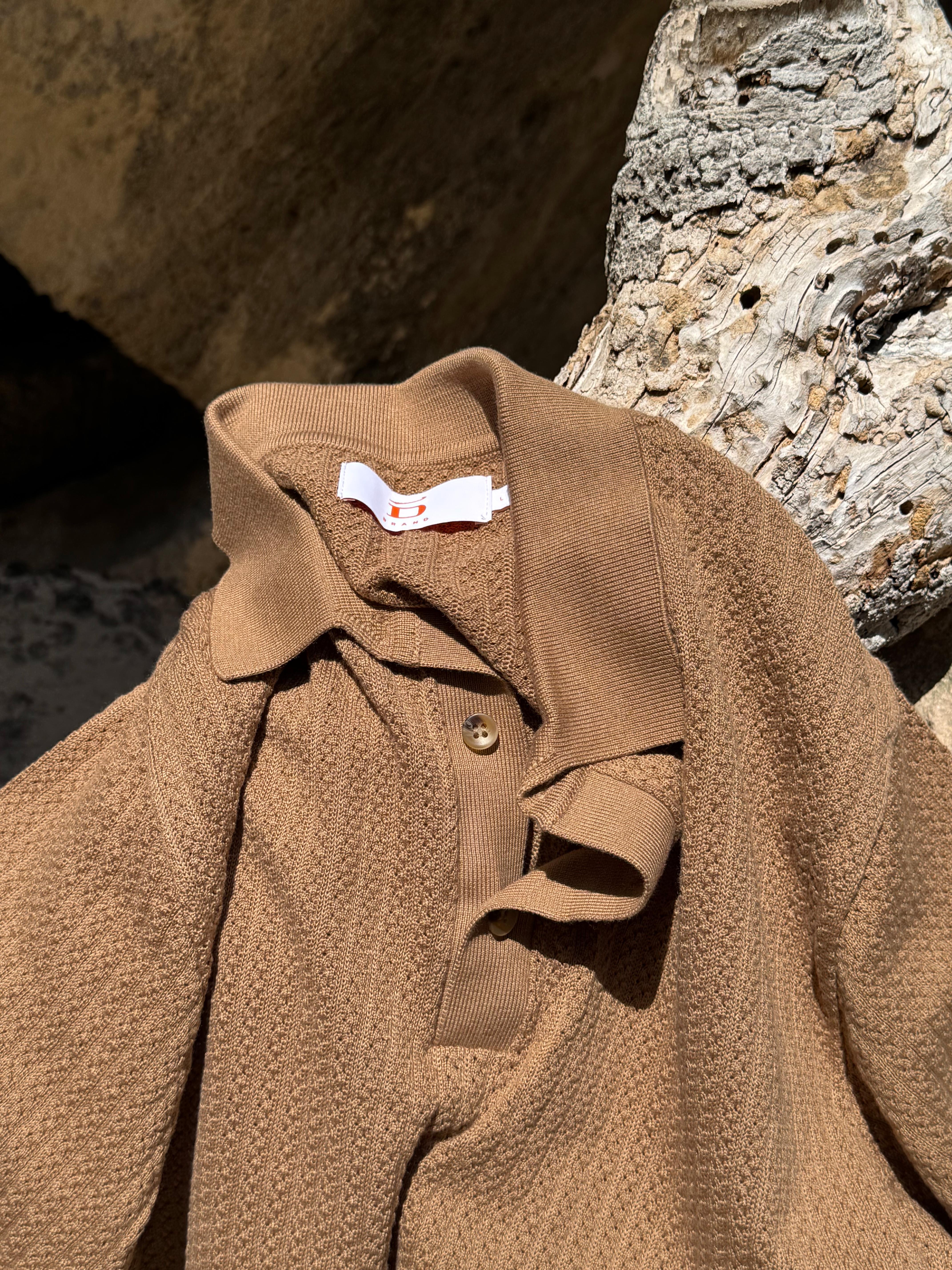 D-Brand, T-Shirts und Polos, Knit Polo, CAPPUCINO, Braun, 112501, 112501-223