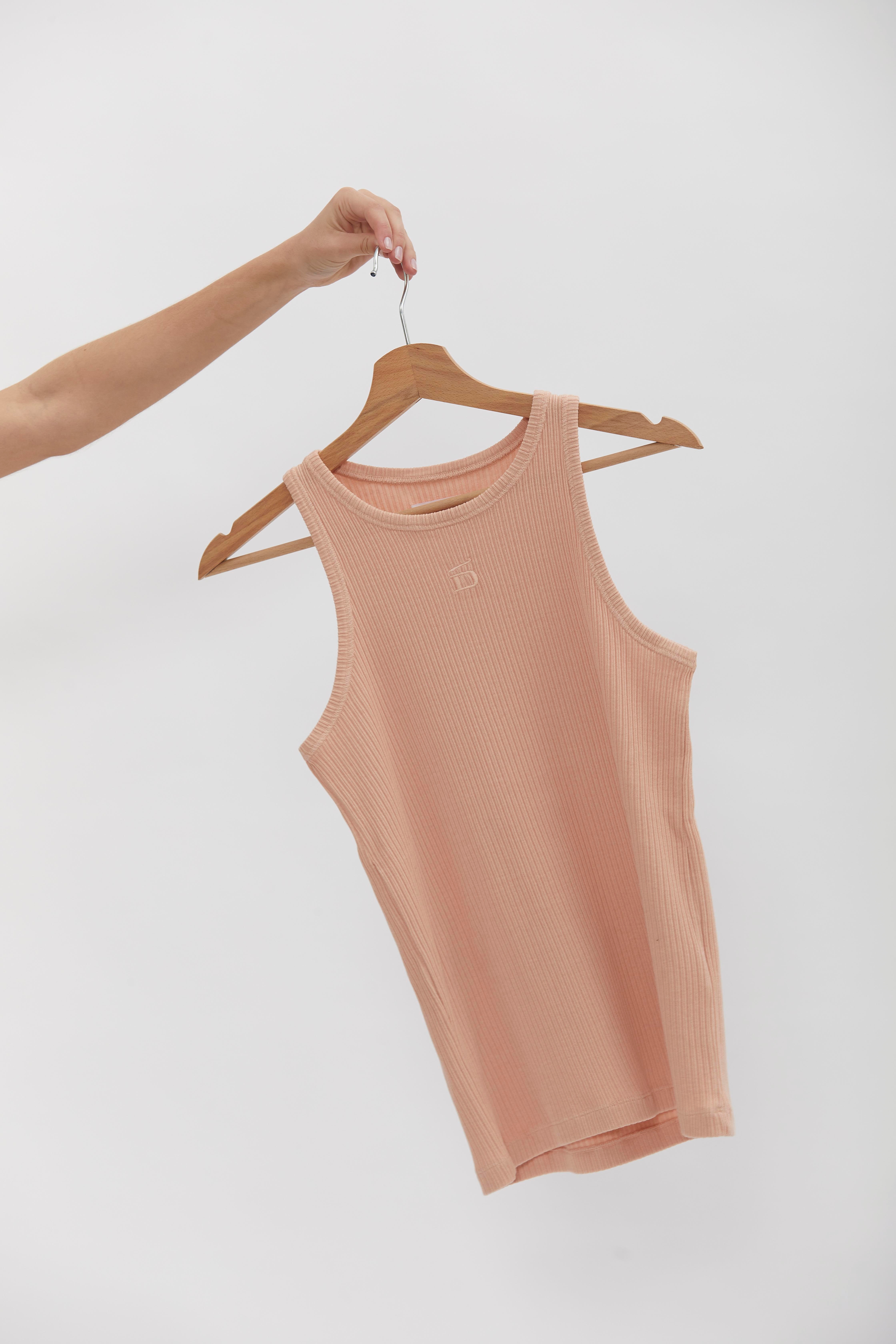 Ribbed Tank Top D-Brand, T-Shirts, Polos und Tops, Ribbed Tank Top, SALMON, Lachs, 222602, 222602-680