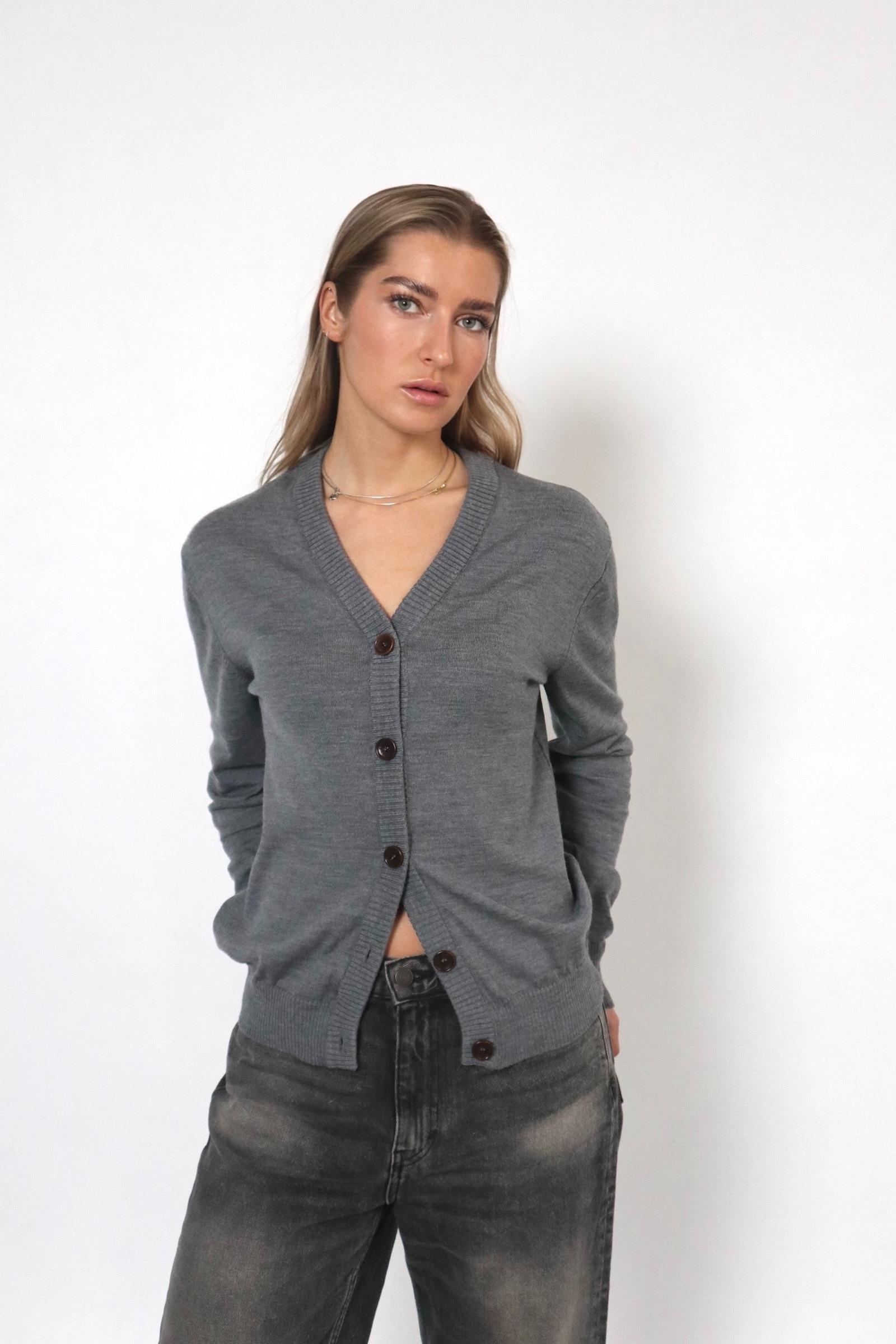 D-Brand, Jackets, Vest, Cardigans, D-Intarsia Cardigan, GREY MELANGE, Grau, 223310, 223310-152