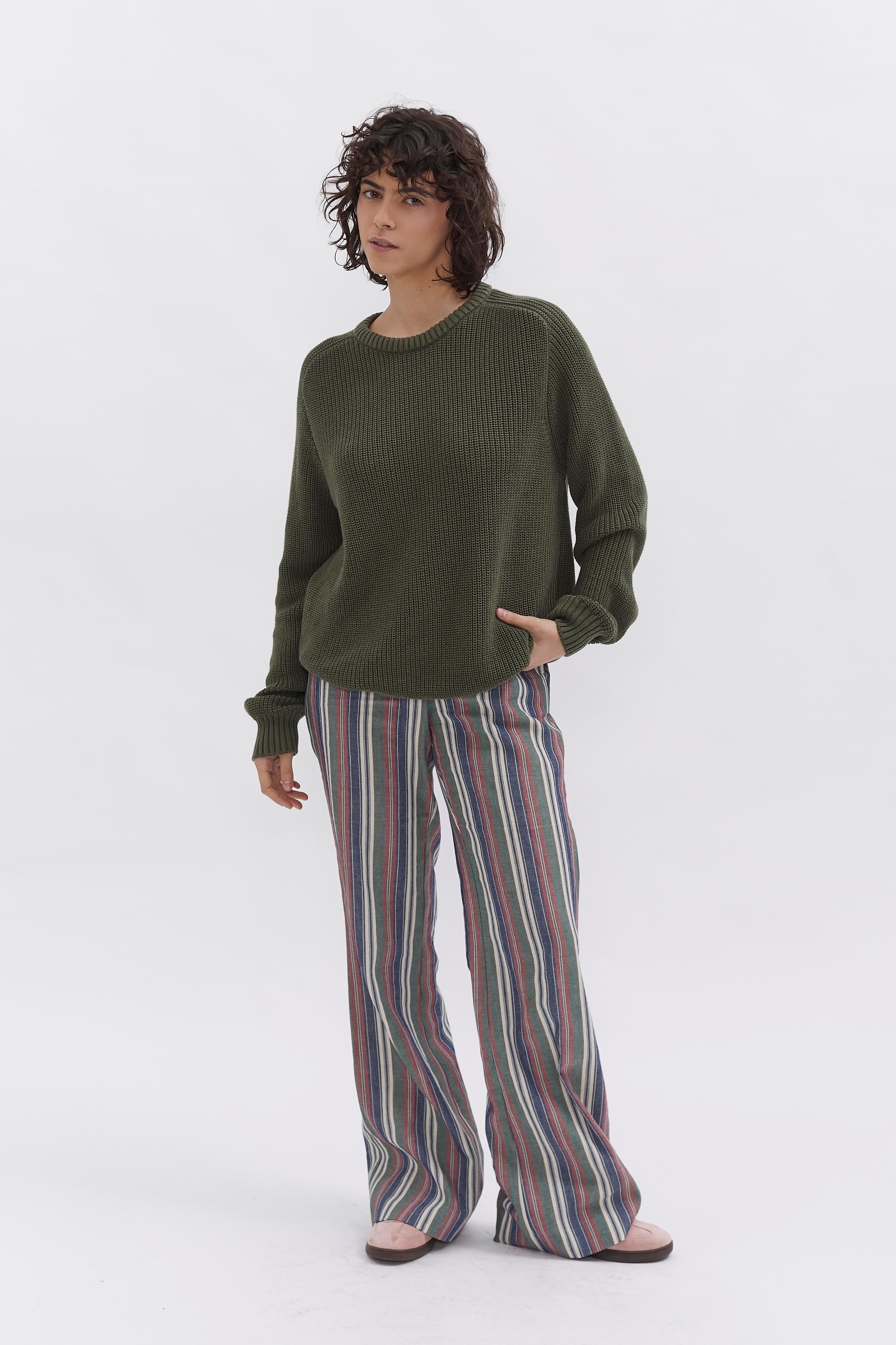 Knit Crewneck D-Brand, Pullover, Knit Crewneck, HUNT GREEN, Grün, 225201, 225201-325