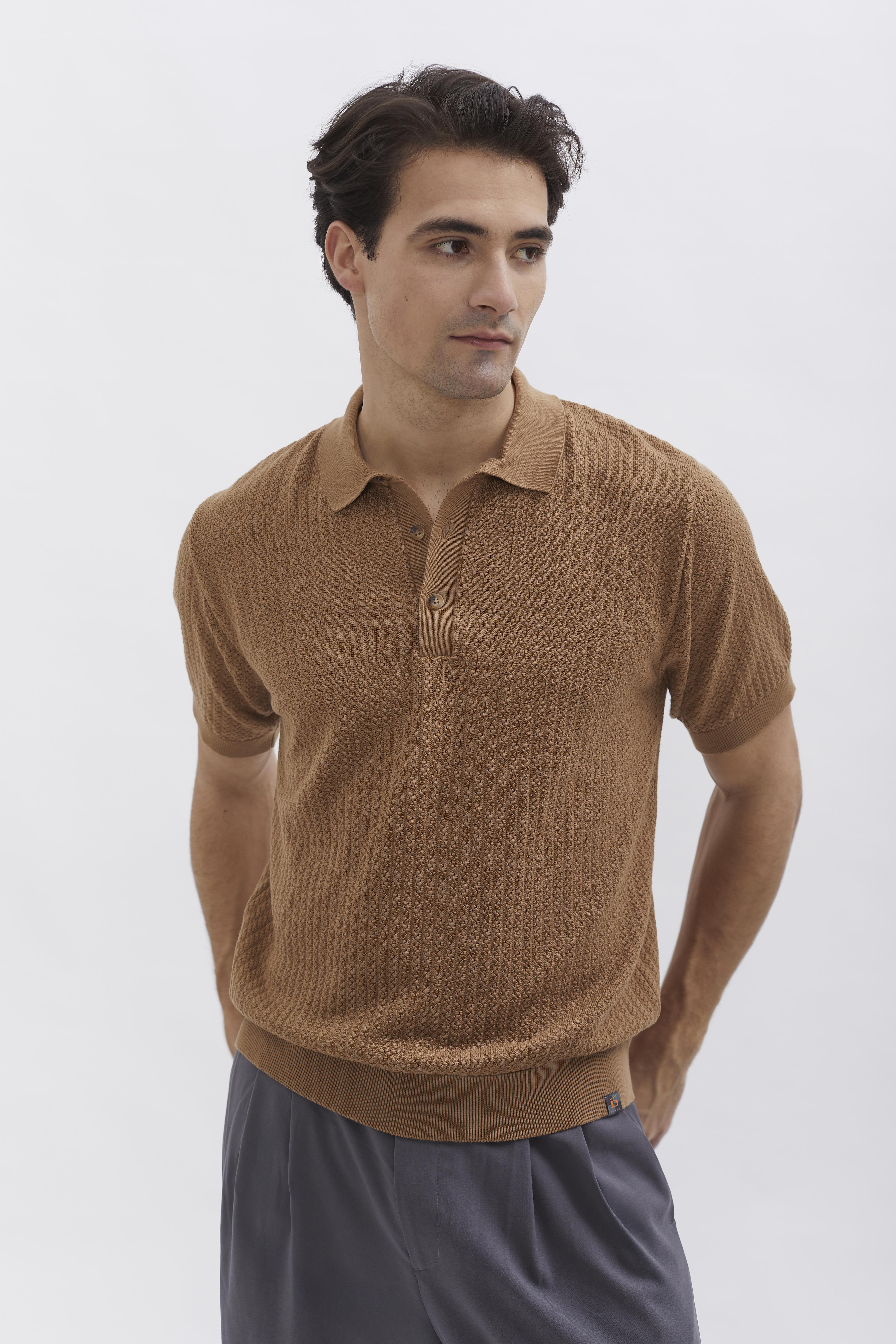 Knit Polo D-Brand, T-Shirts und Polos, Knit Polo, CAPPUCINO, Braun, 112501, 112501-223