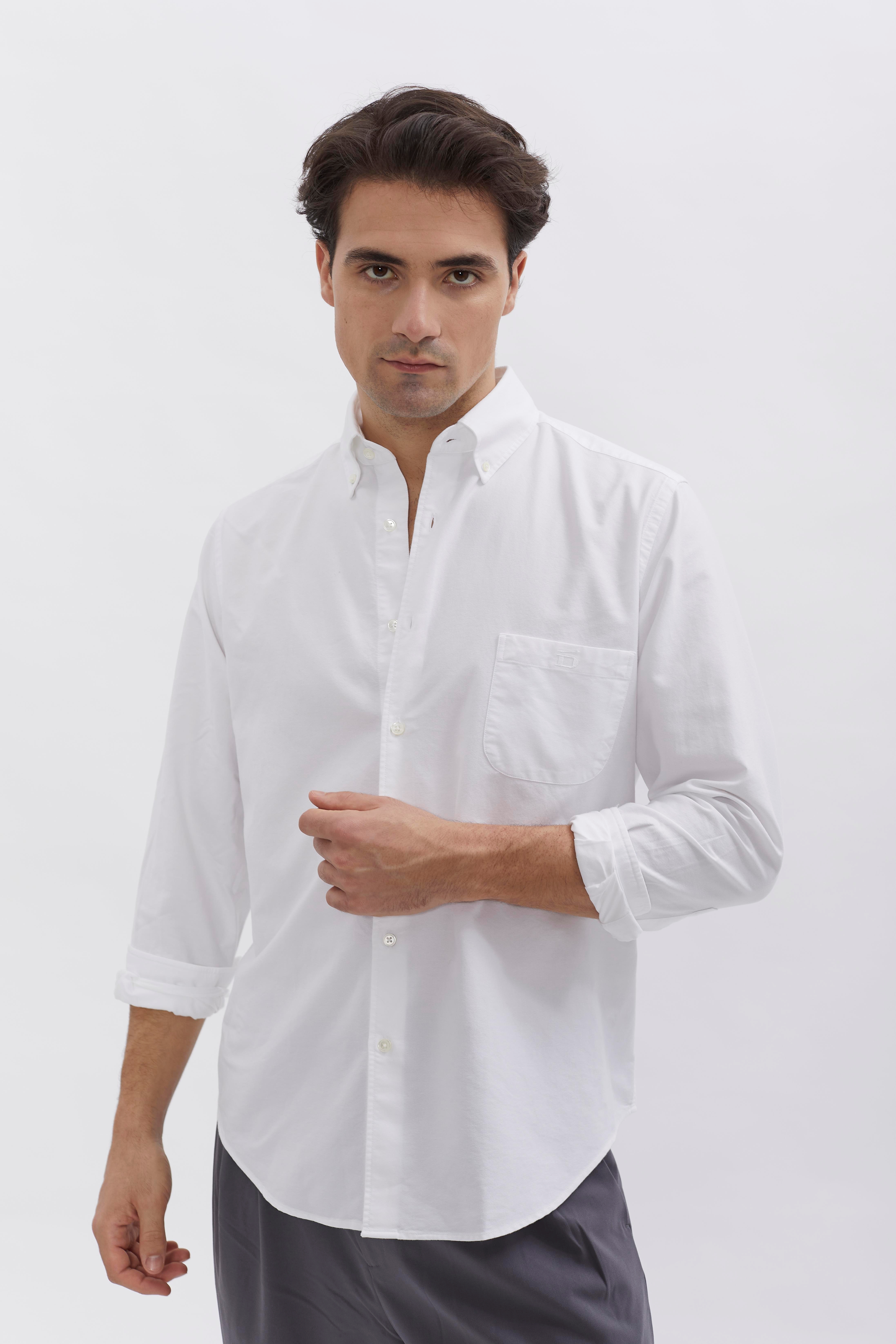 Oxford Shirt D-Brand, Shirts, Oxford Shirt, WHITE, Weiß, 117010, 117010-110