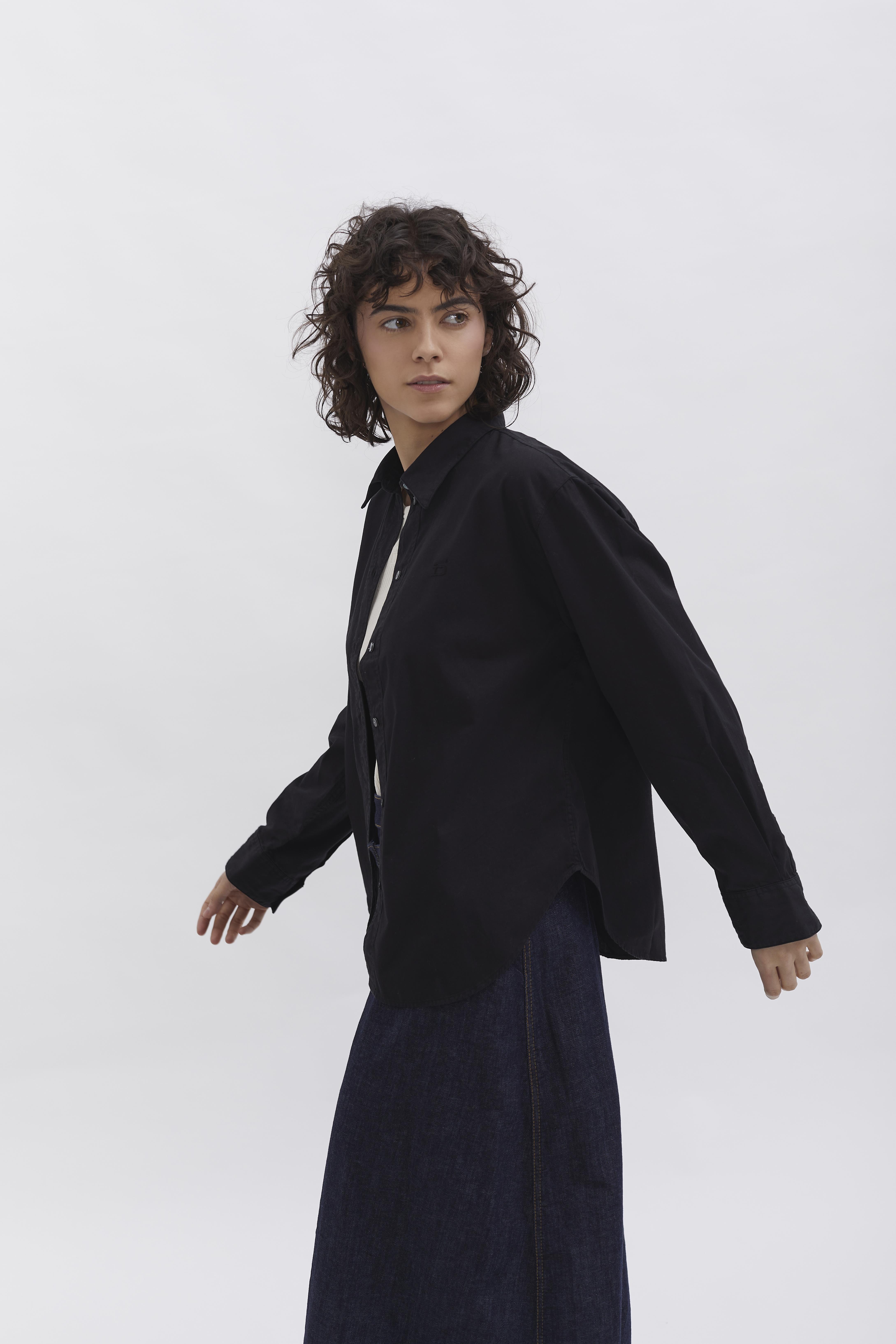 D-Brand, Blouses, Boxed Fit Bluse, BLACK, Schwarz, 227010, 227010-100