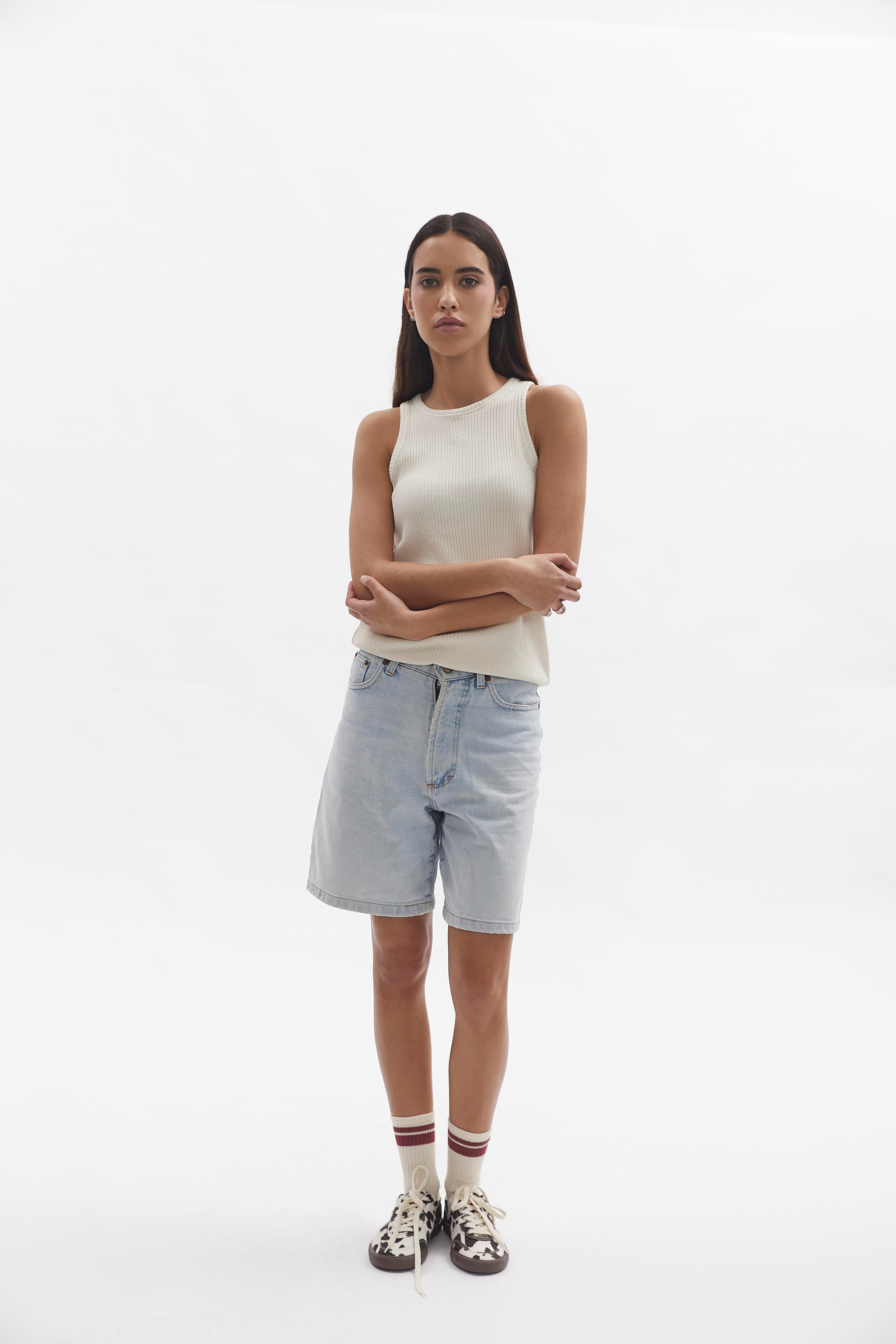 Ribbed Tank Top D-Brand, T-Shirts, Polos und Tops, Ribbed Tank Top, EGGNOG, Creme, 222602, 222602-113