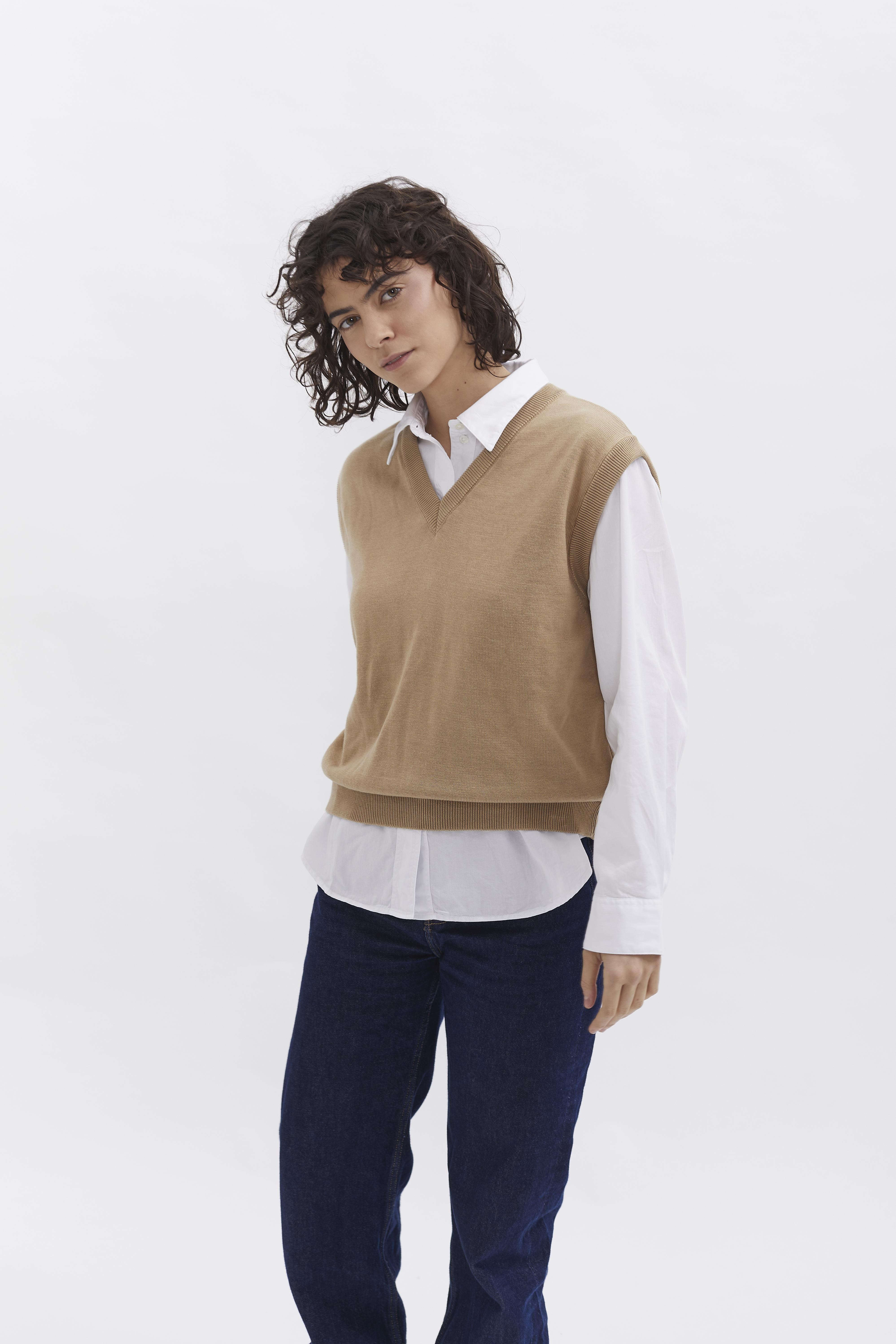 D-Brand, Jackets, Vest, Cardigans, Knit Vest, SAND, Creme, 226301, 226301-256