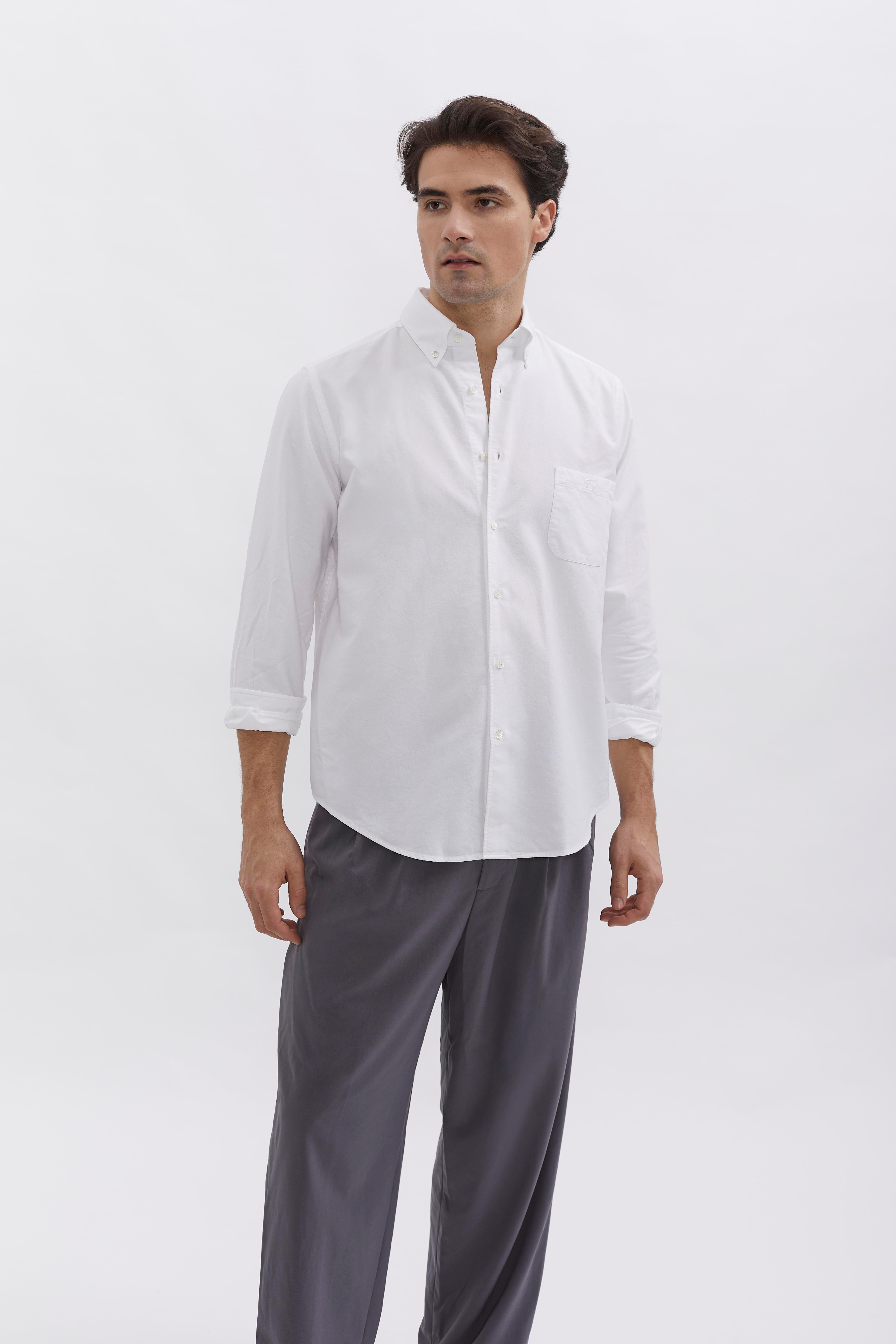 Oxford Shirt D-Brand, Shirts, Oxford Shirt, WHITE, Weiß, 117010, 117010-110