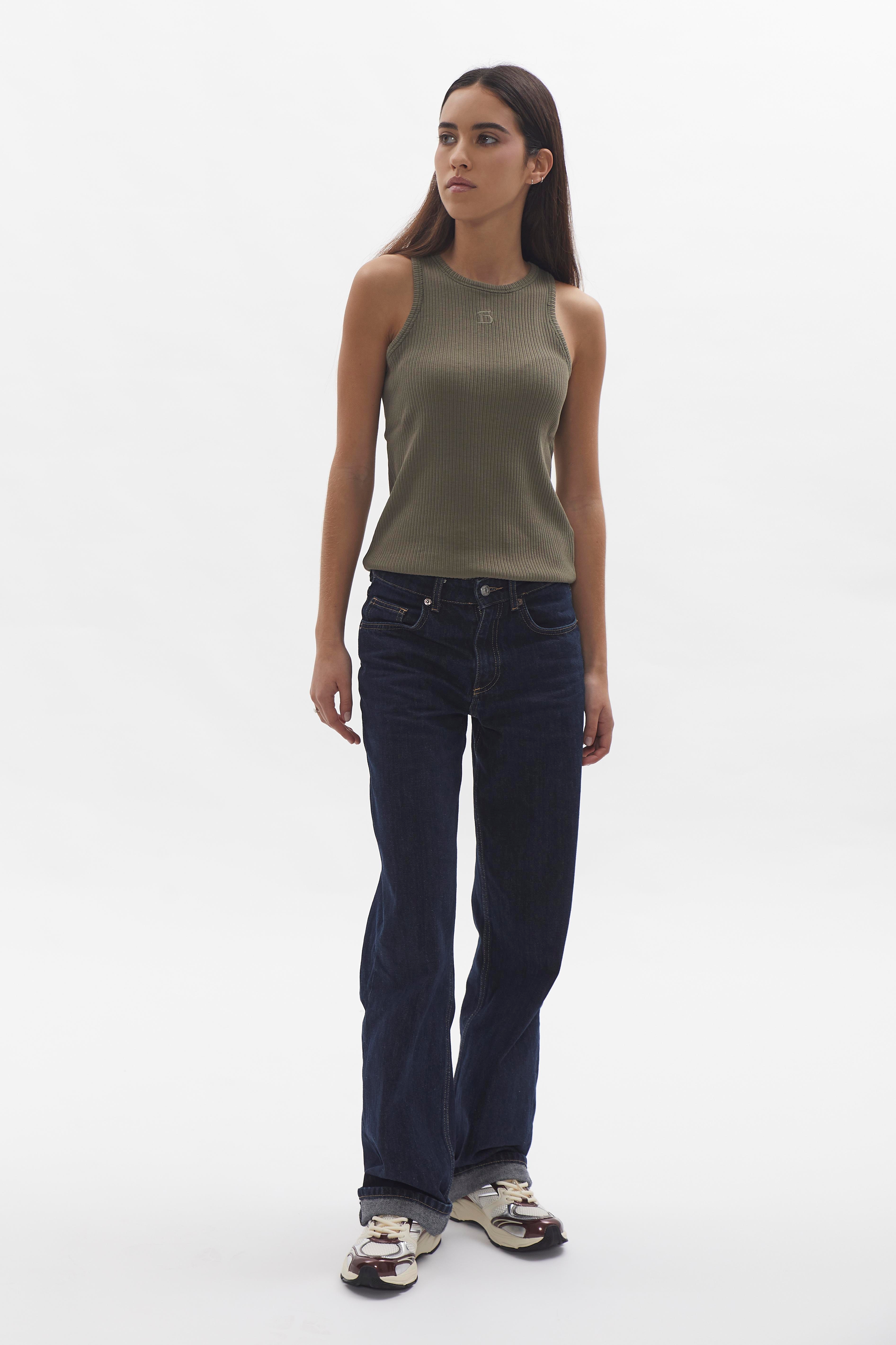 Ribbed Tank Top D-Brand, T-Shirts, Polos und Tops, Ribbed Tank Top, DUSTY OLIVE, Grün, 222602, 222602-322