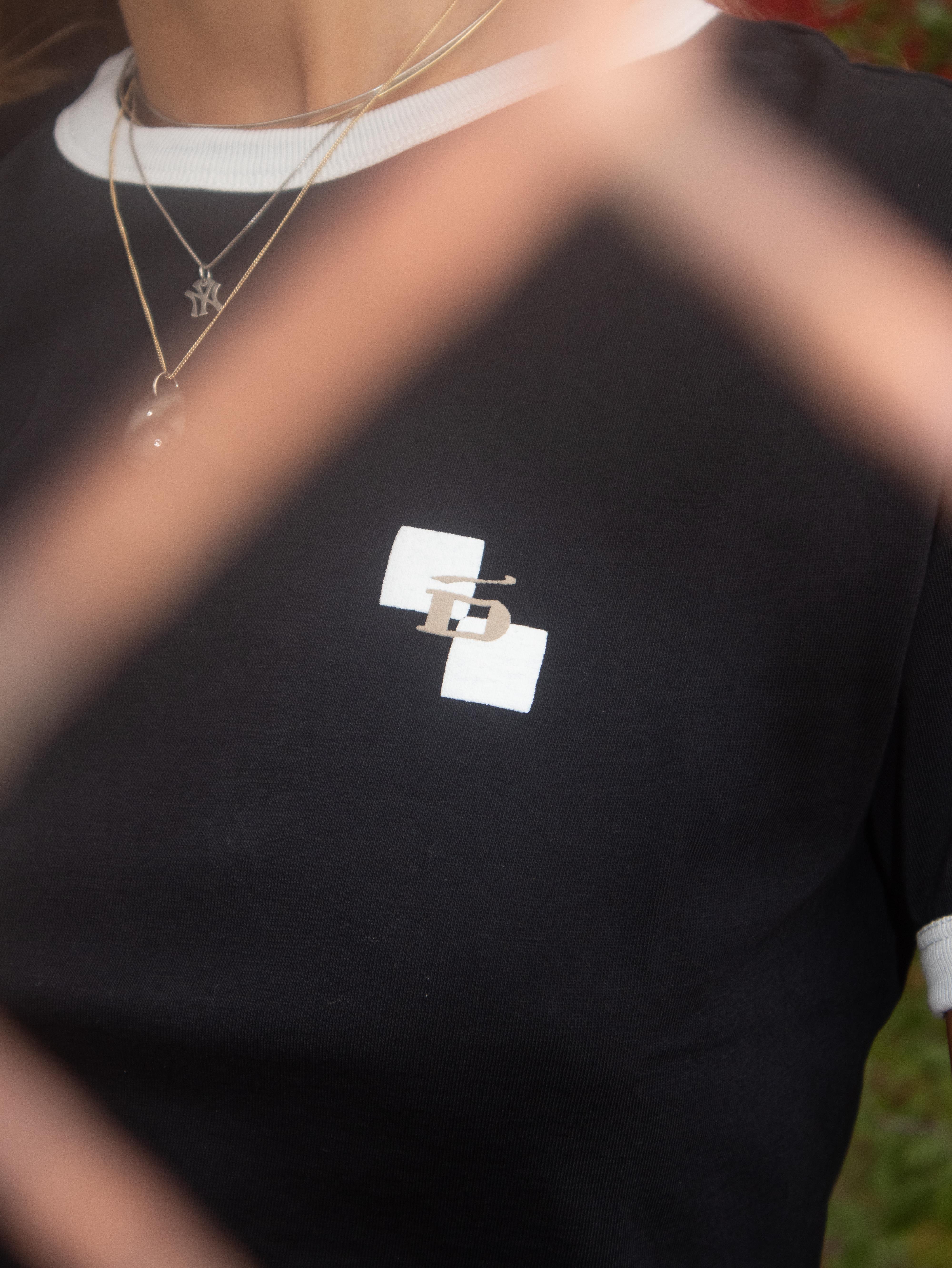 Ringer T-Shirt D-Brand, T-Shirts, Polos und Tops, Ringer T-Shirt, BLACK, Schwarz, 222207, 222207-100