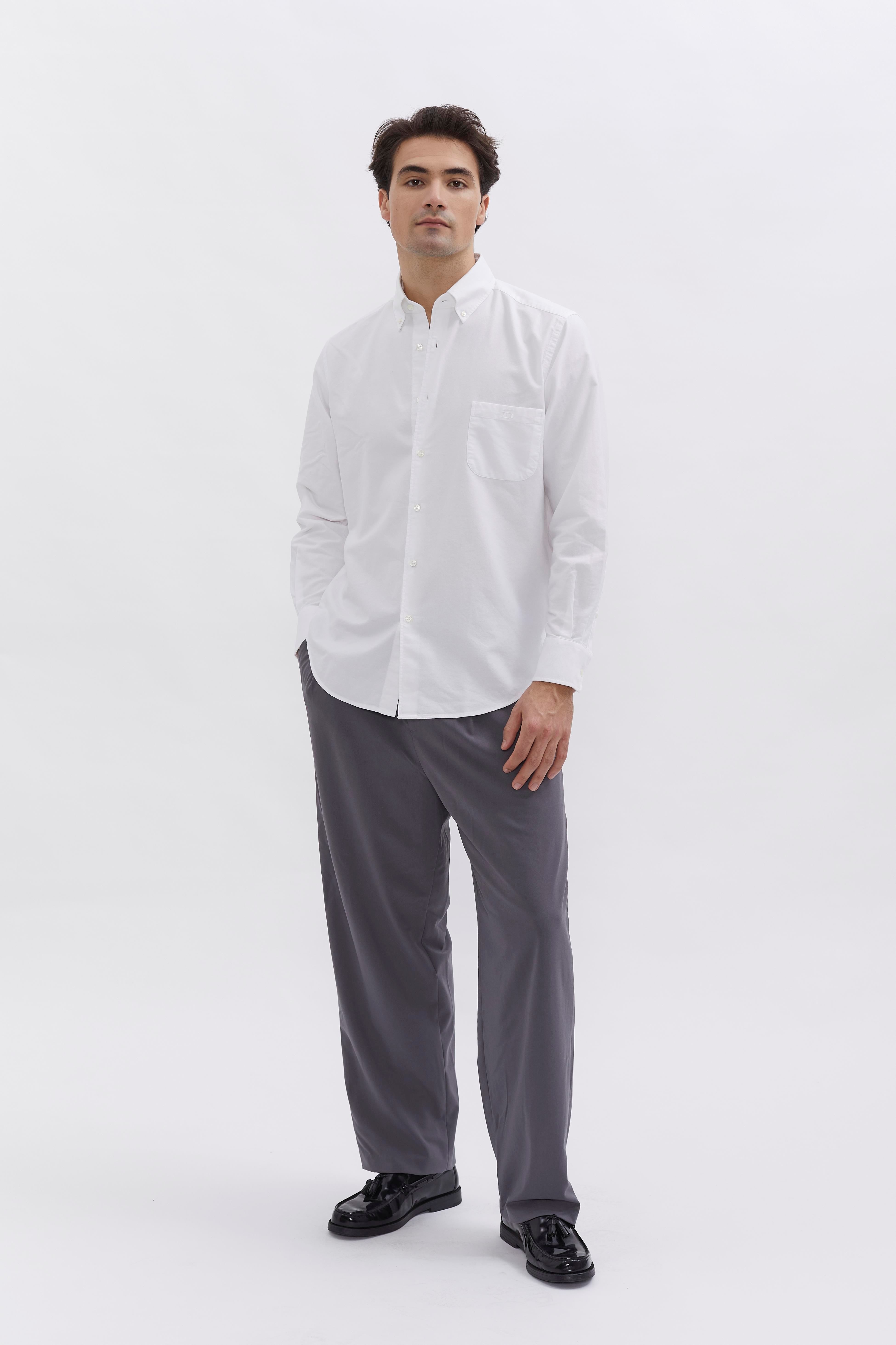 Oxford Shirt D-Brand, Shirts, Oxford Shirt, WHITE, Weiß, 117010, 117010-110