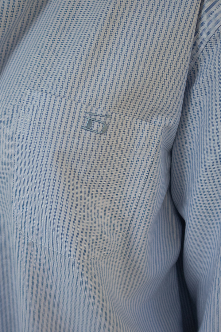 Pinstriped Oxford Shirt D-Brand, Blouses, Pinstriped Oxford Shirt, PINSTRIPE SKY BLUE, Blau, Hellblau, 217001, 217001-429