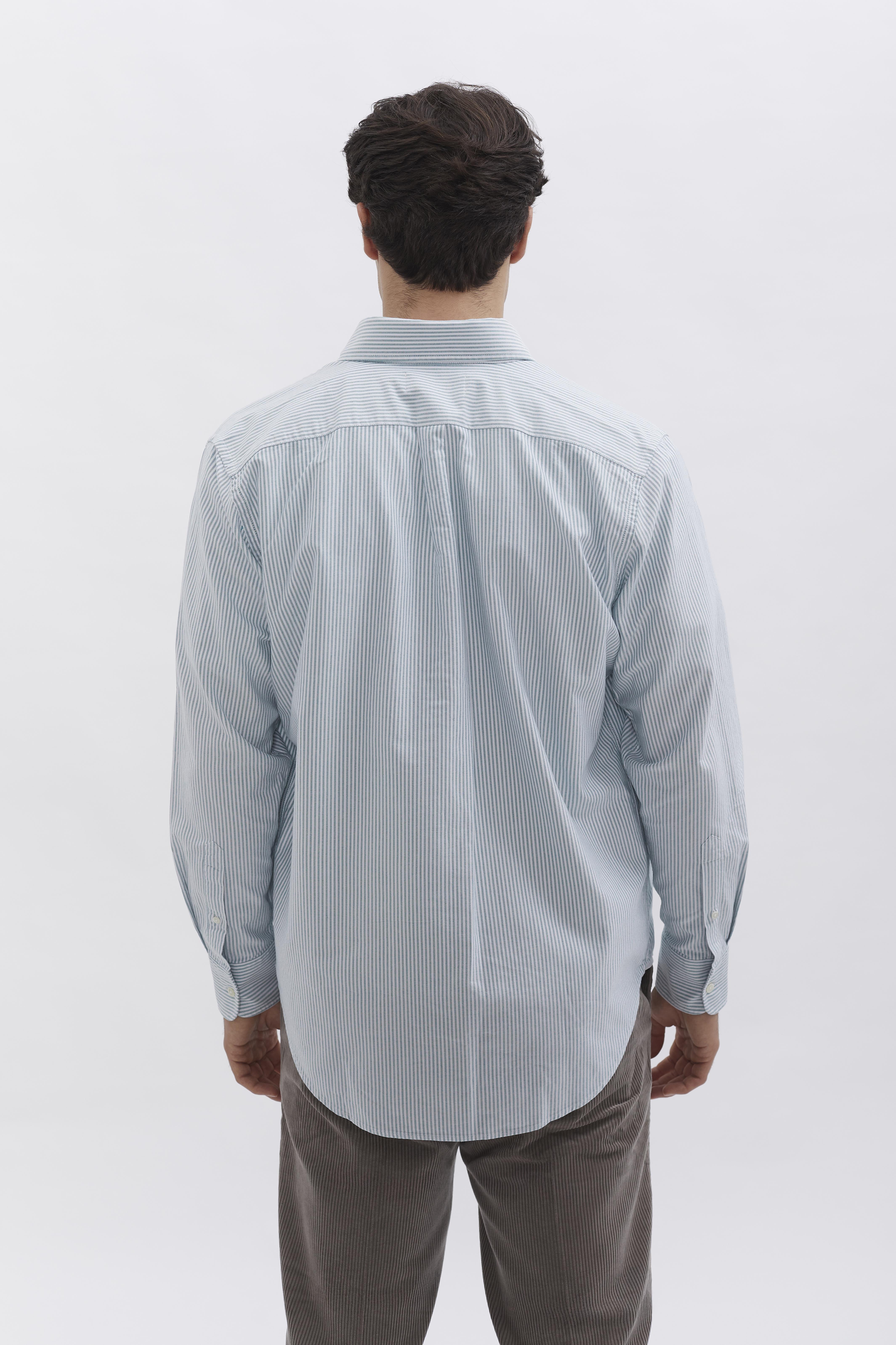 D-Brand, Shirts, Pinstriped Oxford Shirt, PINSTRIPE MOSSGREEN, Grün, 117001, 117001-387