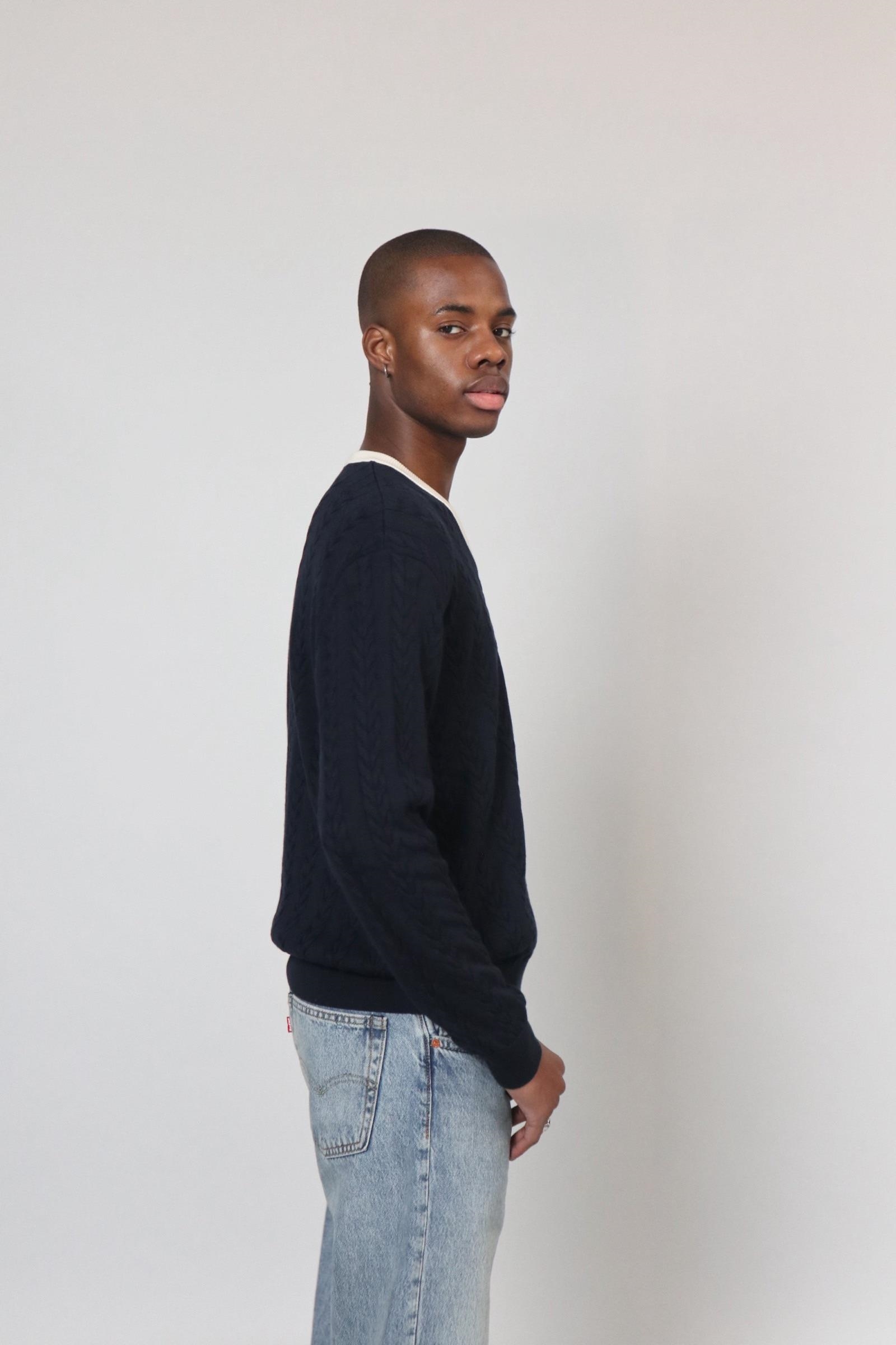 D-Brand, Pullover, College Cable Knit , NAVY, Blau, 115230, 115230-410