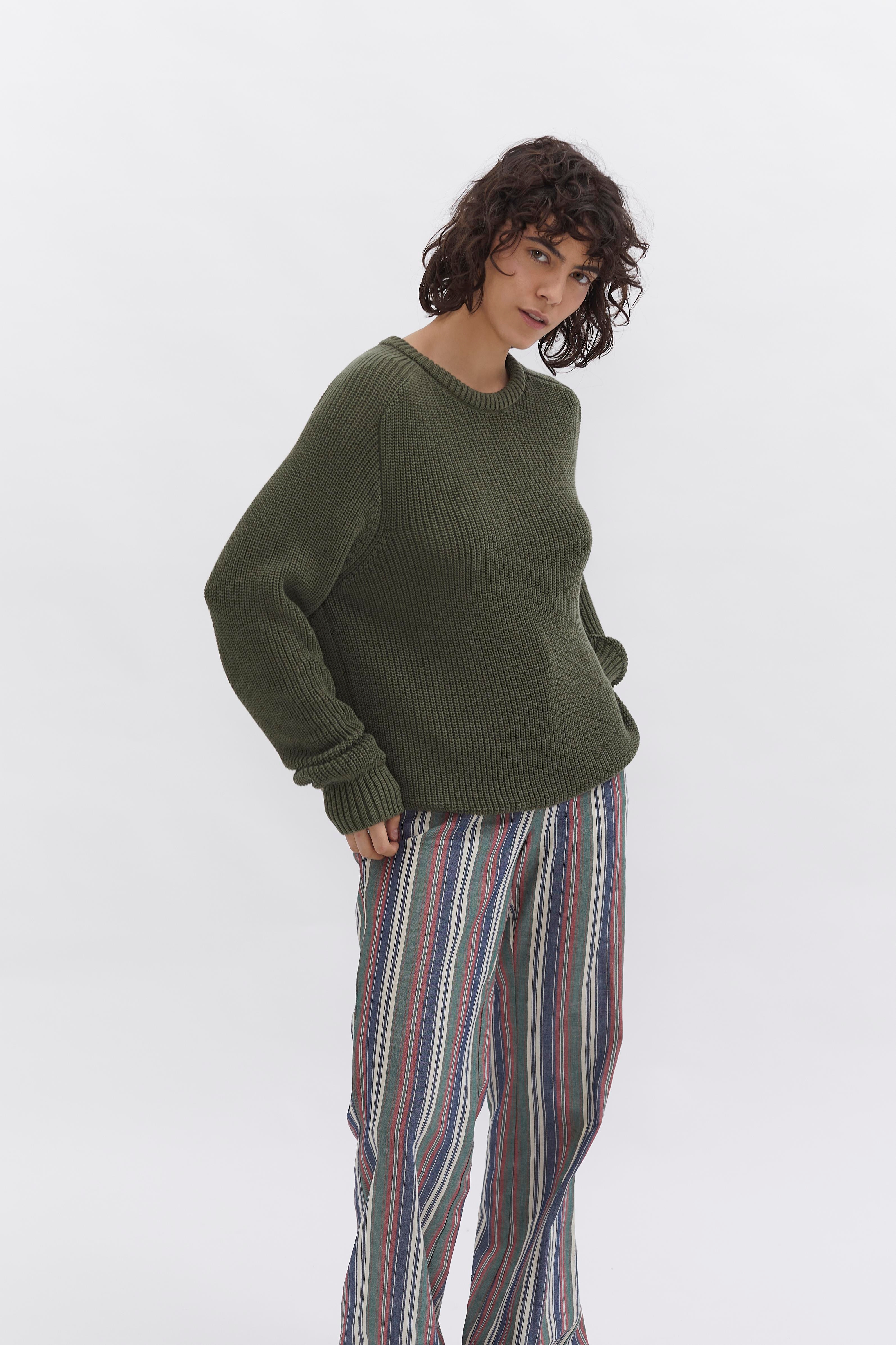 Knit Crewneck D-Brand, Pullover, Knit Crewneck, HUNT GREEN, Grün, 225201, 225201-325