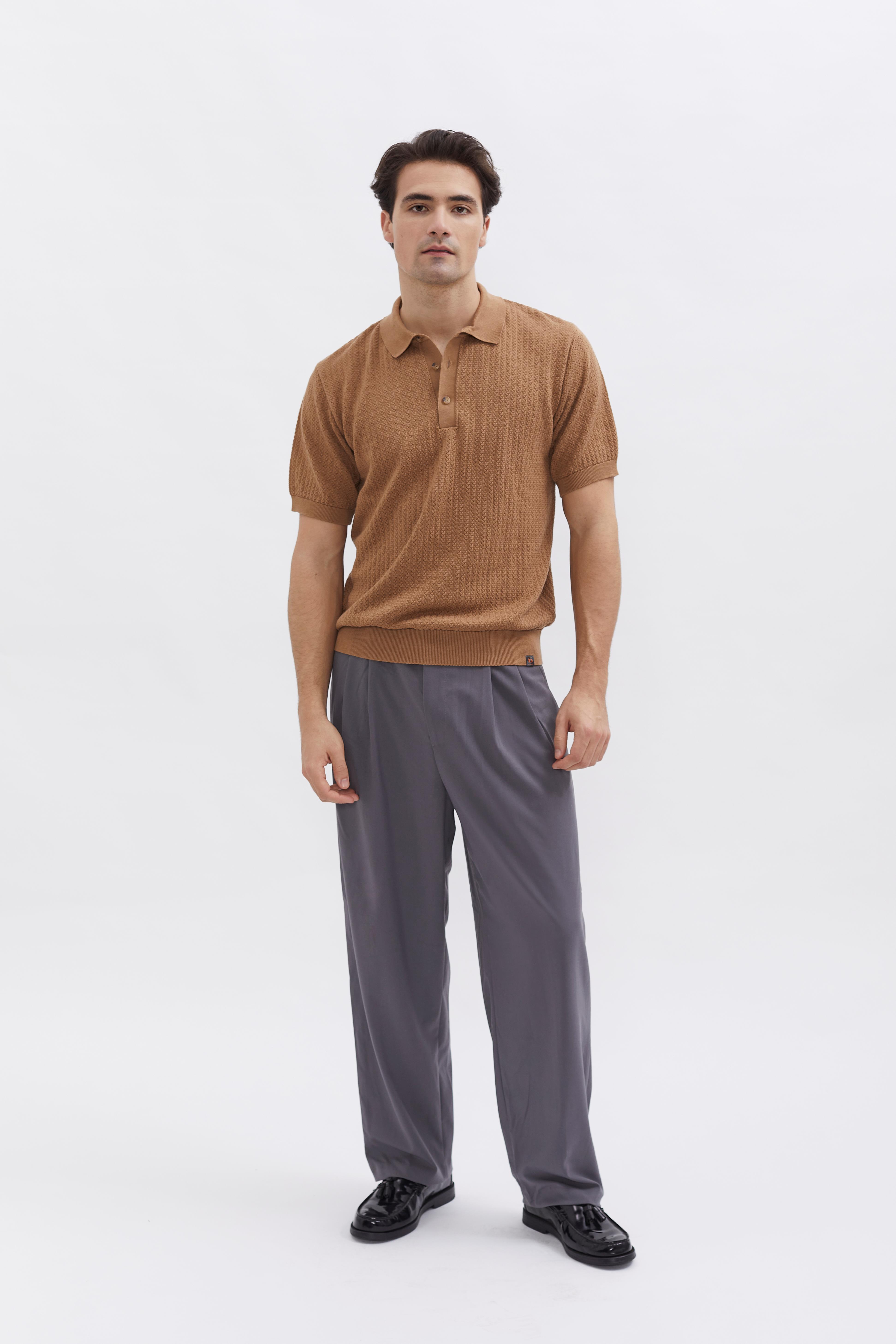 Knit Polo D-Brand, T-Shirts und Polos, Knit Polo, CAPPUCINO, Braun, 112501, 112501-223