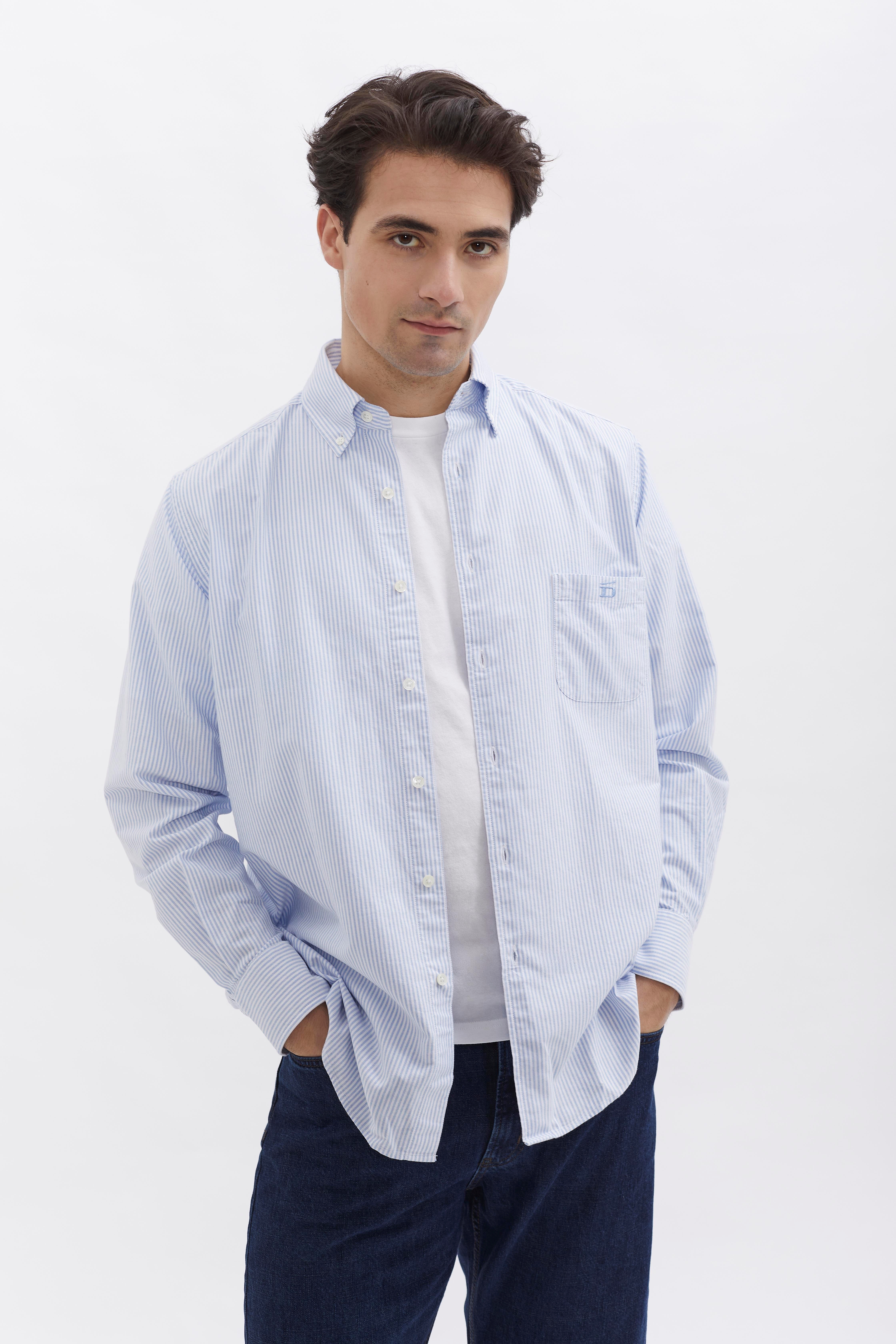 Pinstriped Oxford Shirt D-Brand, Shirts, Pinstriped Oxford Shirt, PINSTRIPE SKY BLUE, Blau, Hellblau, 117001, 117001-429