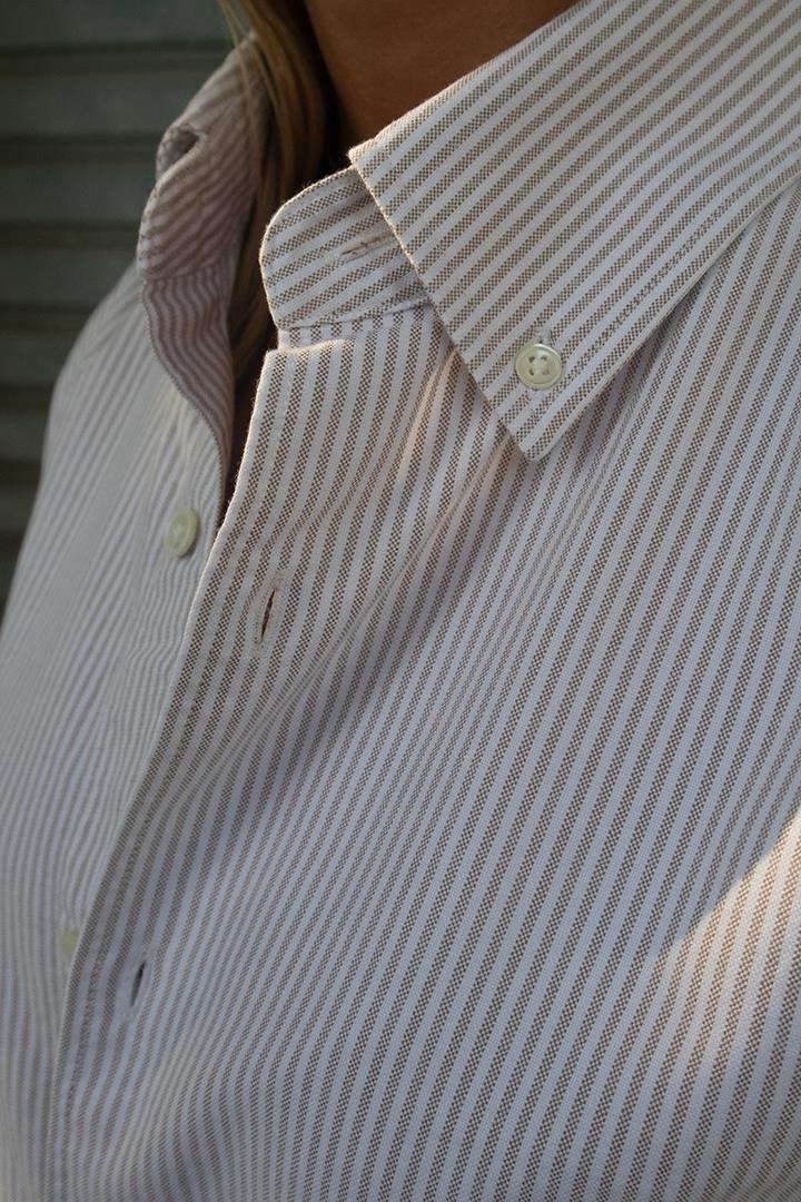D-Brand, Blouses, Pinstriped Oxford Shirt, PINSTRIPE ALMOND, Braun, 217001, 217001-253