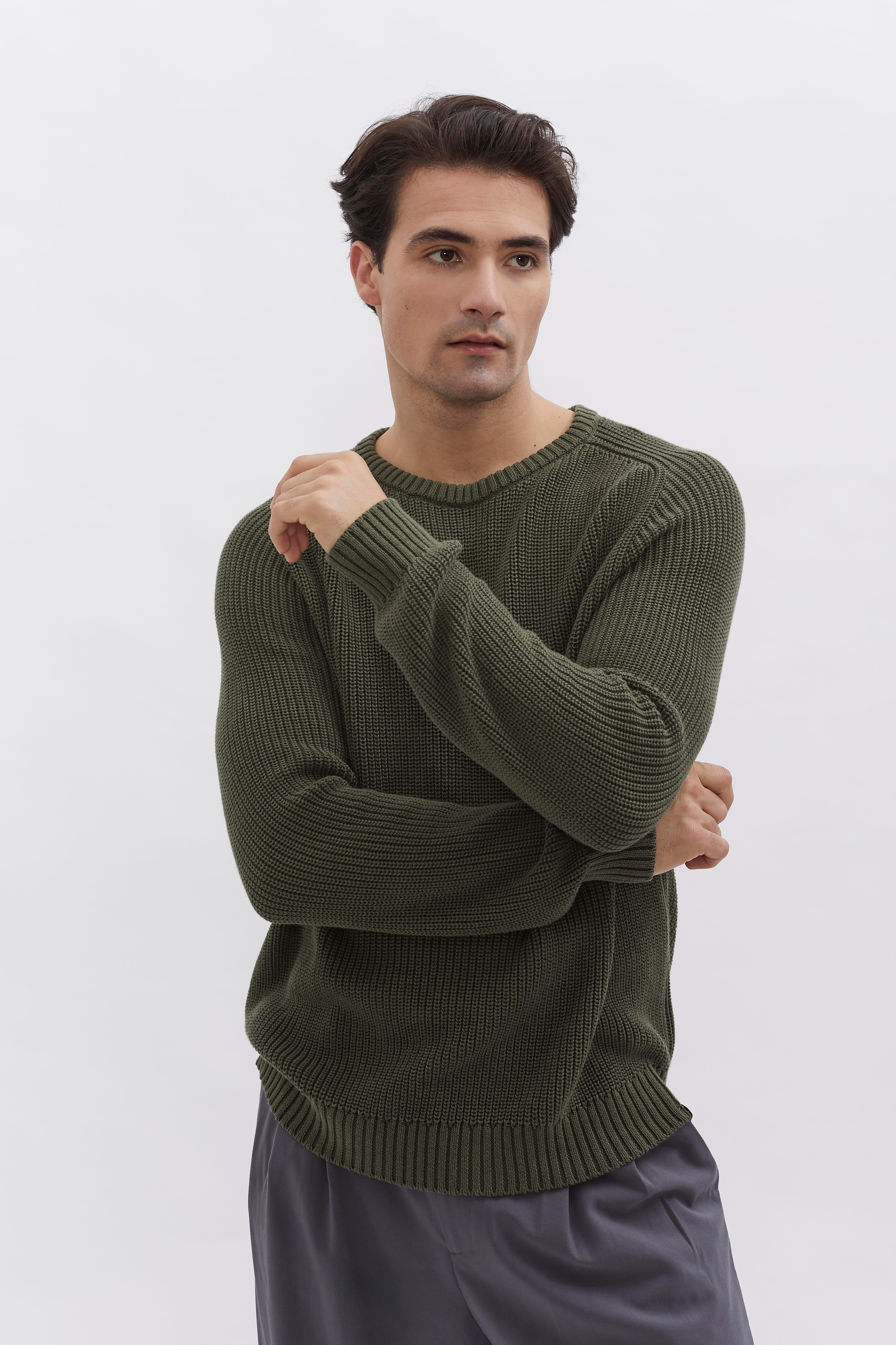 Knit Crewneck D-Brand, Pullover, Knit Crewneck, HUNT GREEN, Grün, 115201, 115201-325