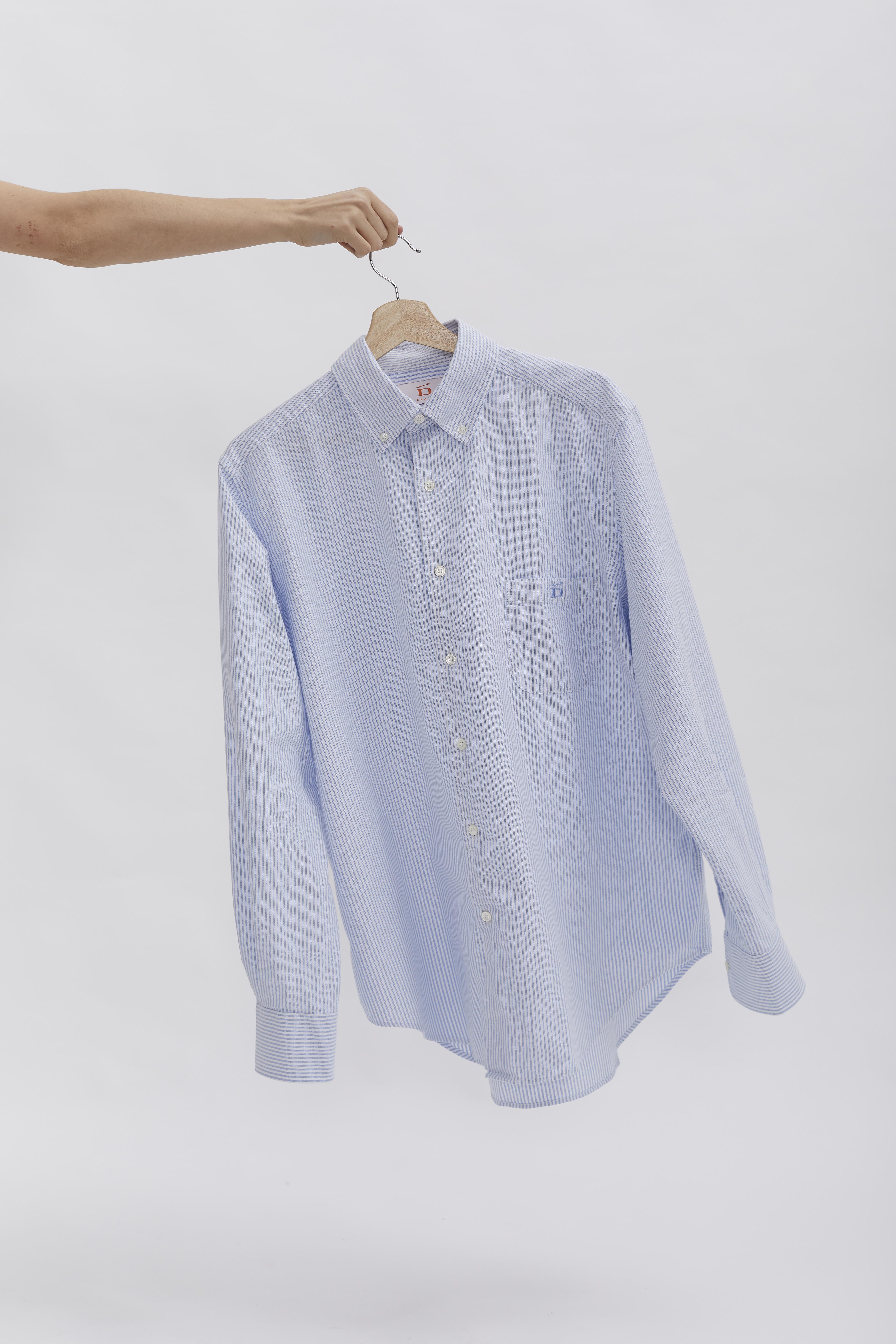 D-Brand, Shirts, Pinstriped Oxford Shirt, PINSTRIPE SKY BLUE, Blau, Hellblau, 117001, 117001-429