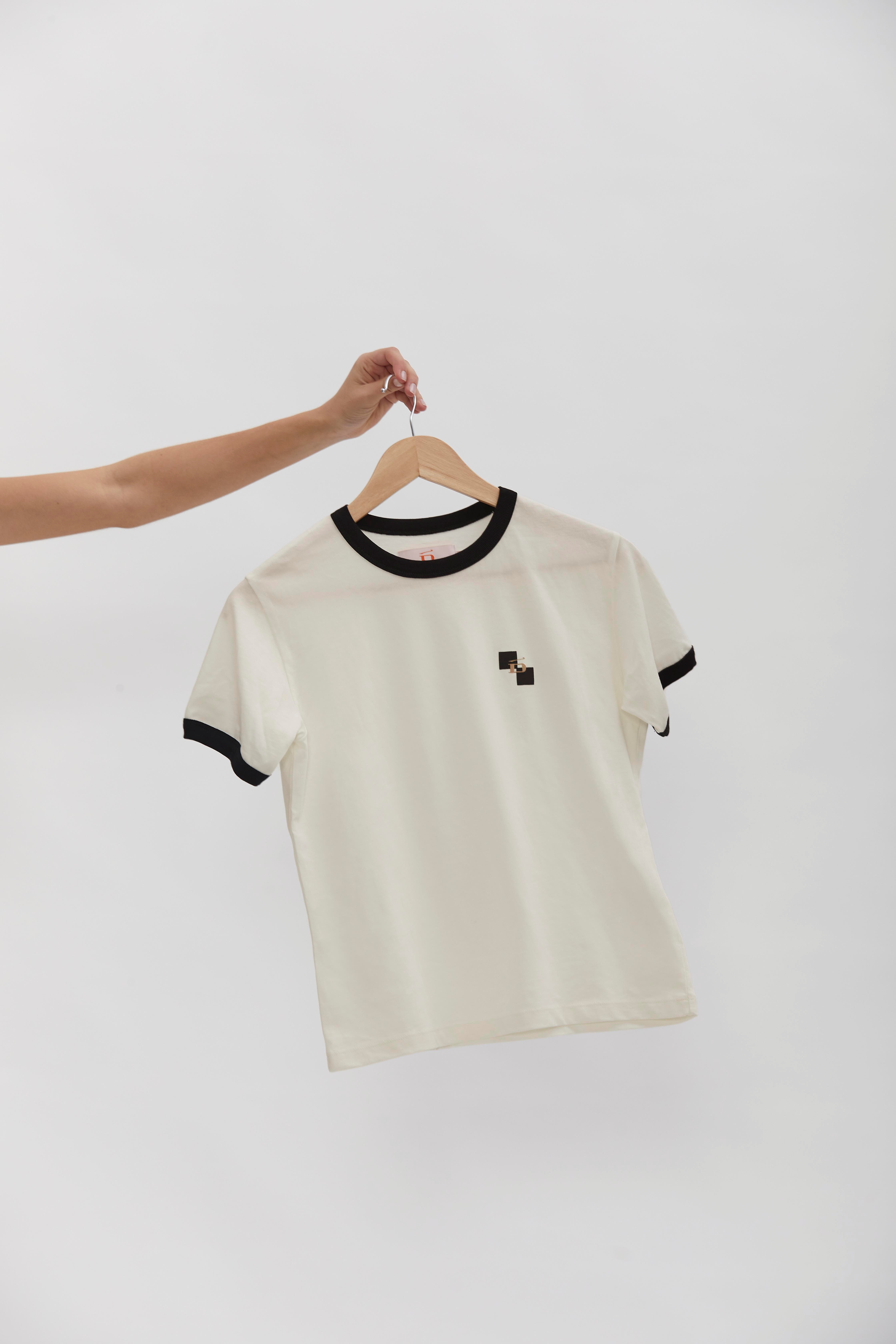 Ringer T-Shirt D-Brand, T-Shirts, Polos und Tops, Ringer T-Shirt, EGGNOG, Creme, 222207, 222207-113