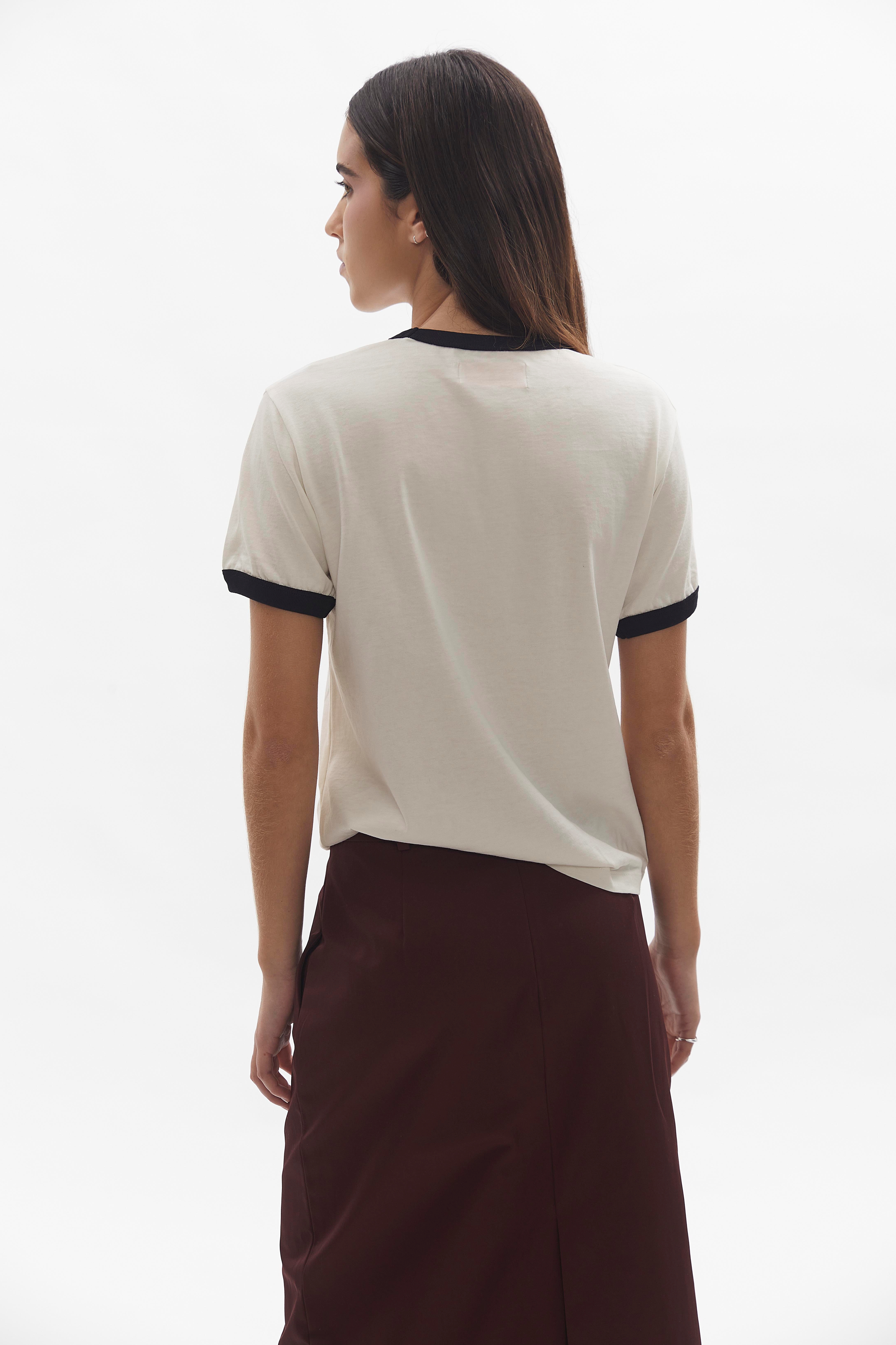 Ringer T-Shirt D-Brand, T-Shirts, Polos und Tops, Ringer T-Shirt, EGGNOG, 222207, 222207-113