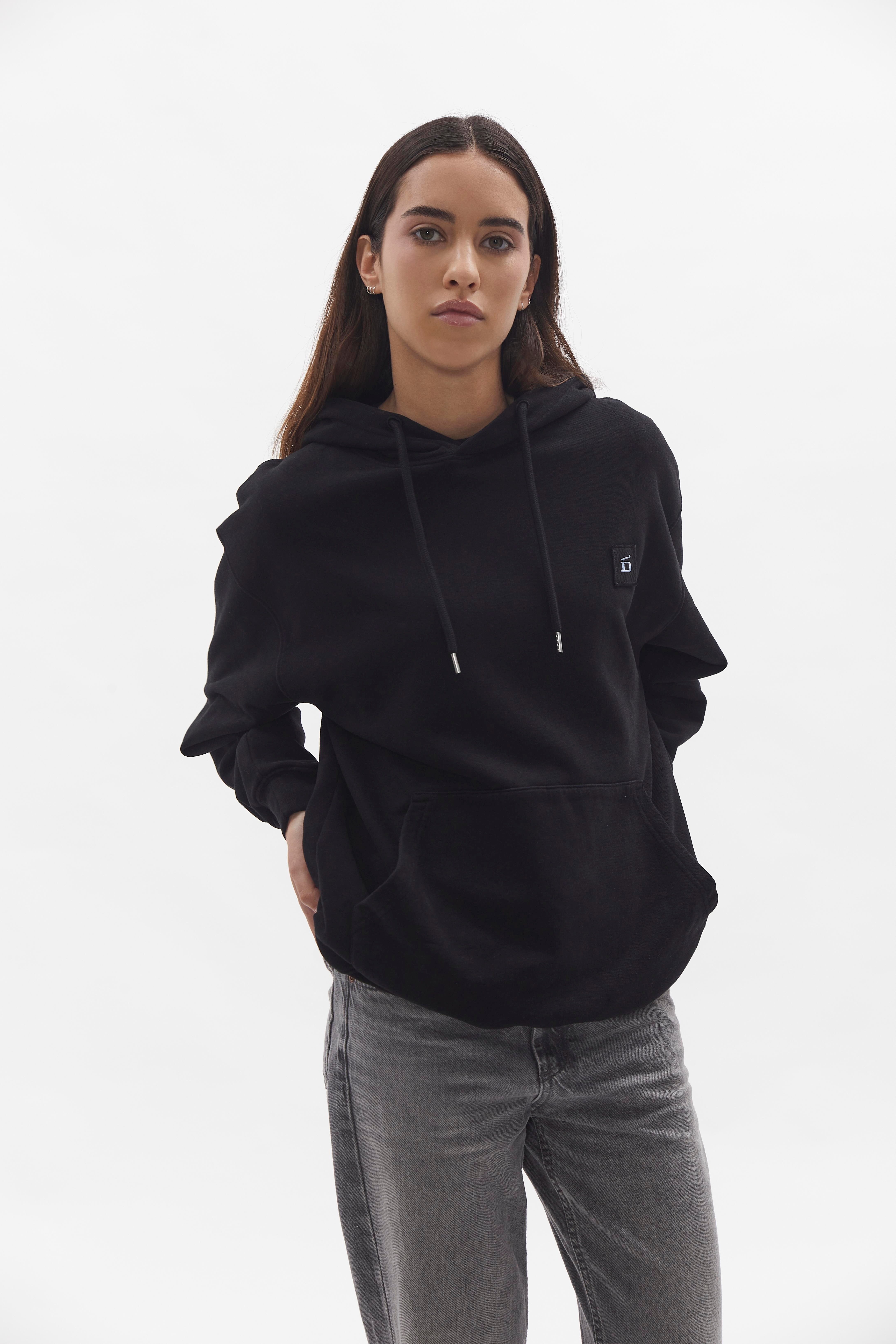Badge Hoodie D-Brand, Hoodies, Zip Hoodies, Badge Hoodie, BLACK, Schwarz, 220001, 220001-100
