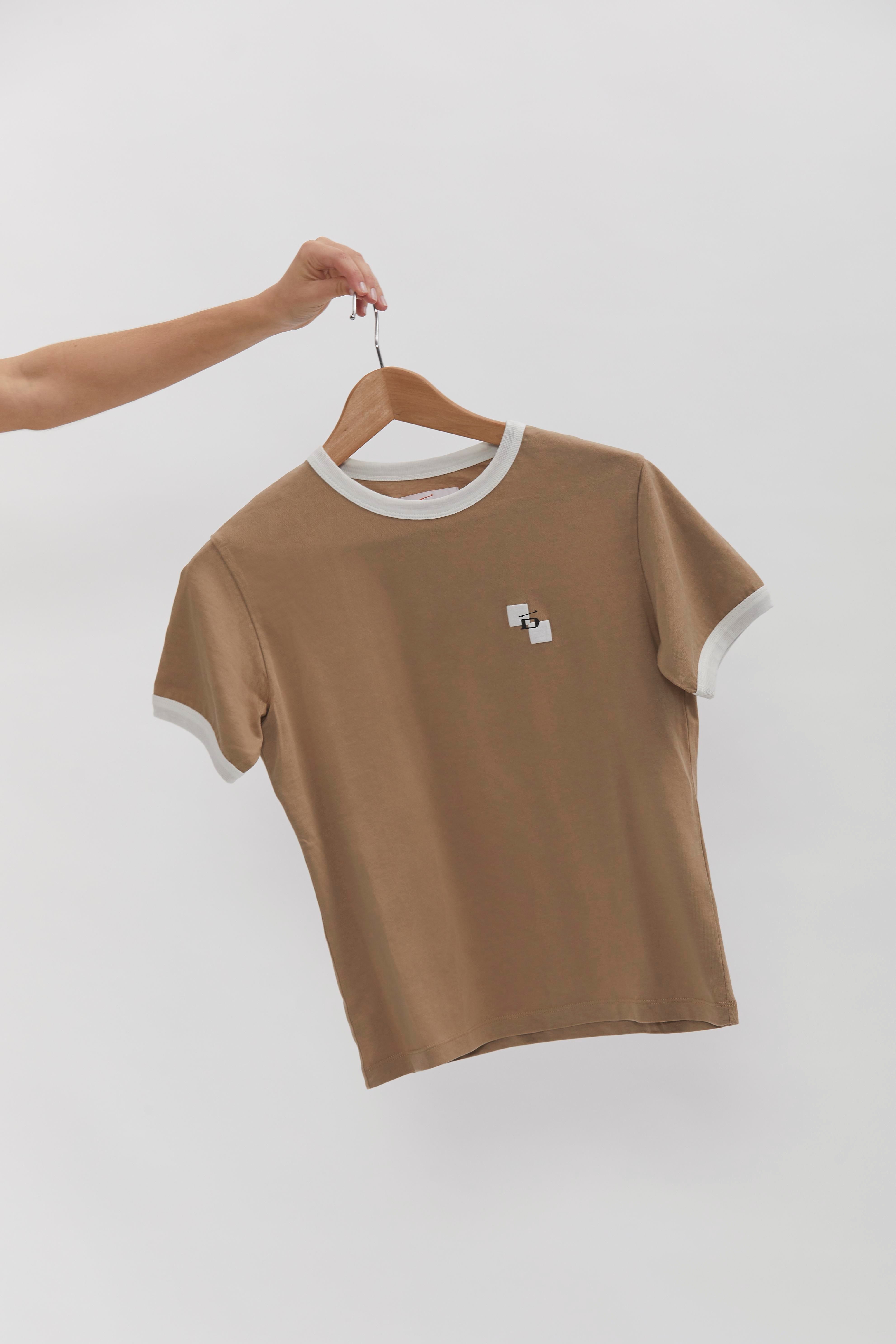 Ringer T-Shirt D-Brand, T-Shirts, Polos und Tops, Ringer T-Shirt, ALMOND, Braun, 222207, 222207-252