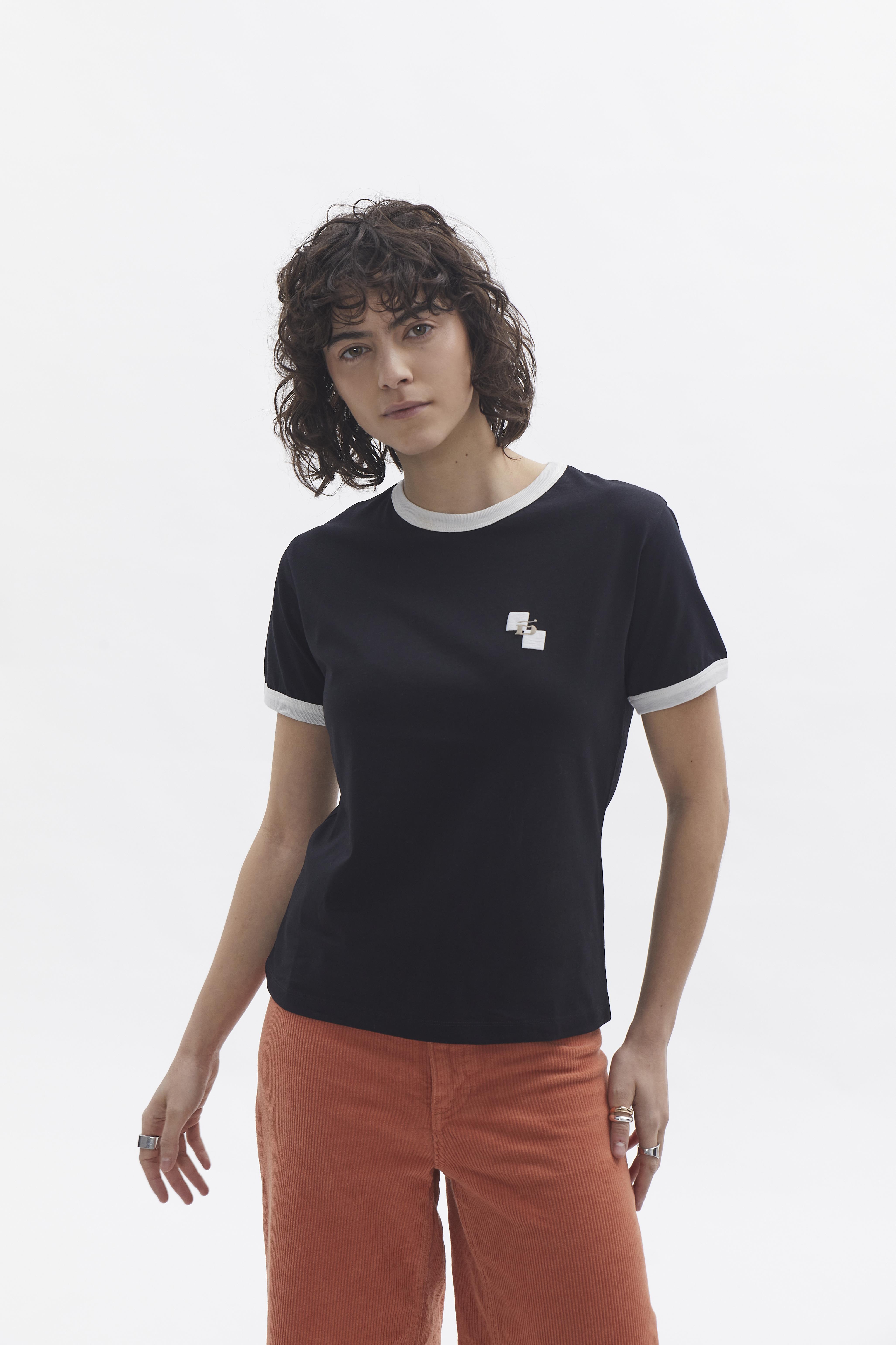 Ringer T-Shirt D-Brand, T-Shirts, Polos und Tops, Ringer T-Shirt, BLACK, Schwarz, 222207, 222207-100