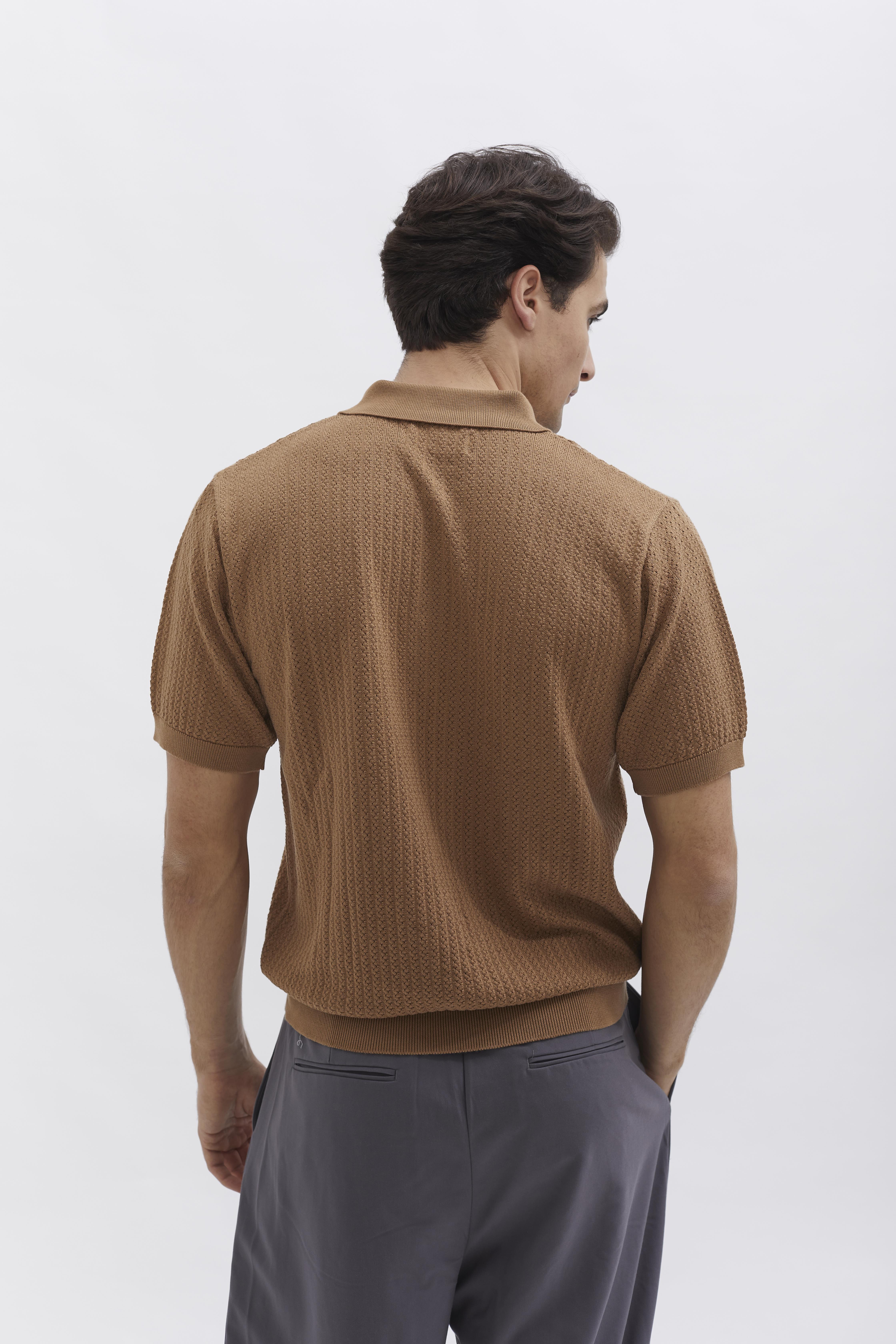 Knit Polo D-Brand, T-Shirts und Polos, Knit Polo, CAPPUCINO, Braun, 112501, 112501-223