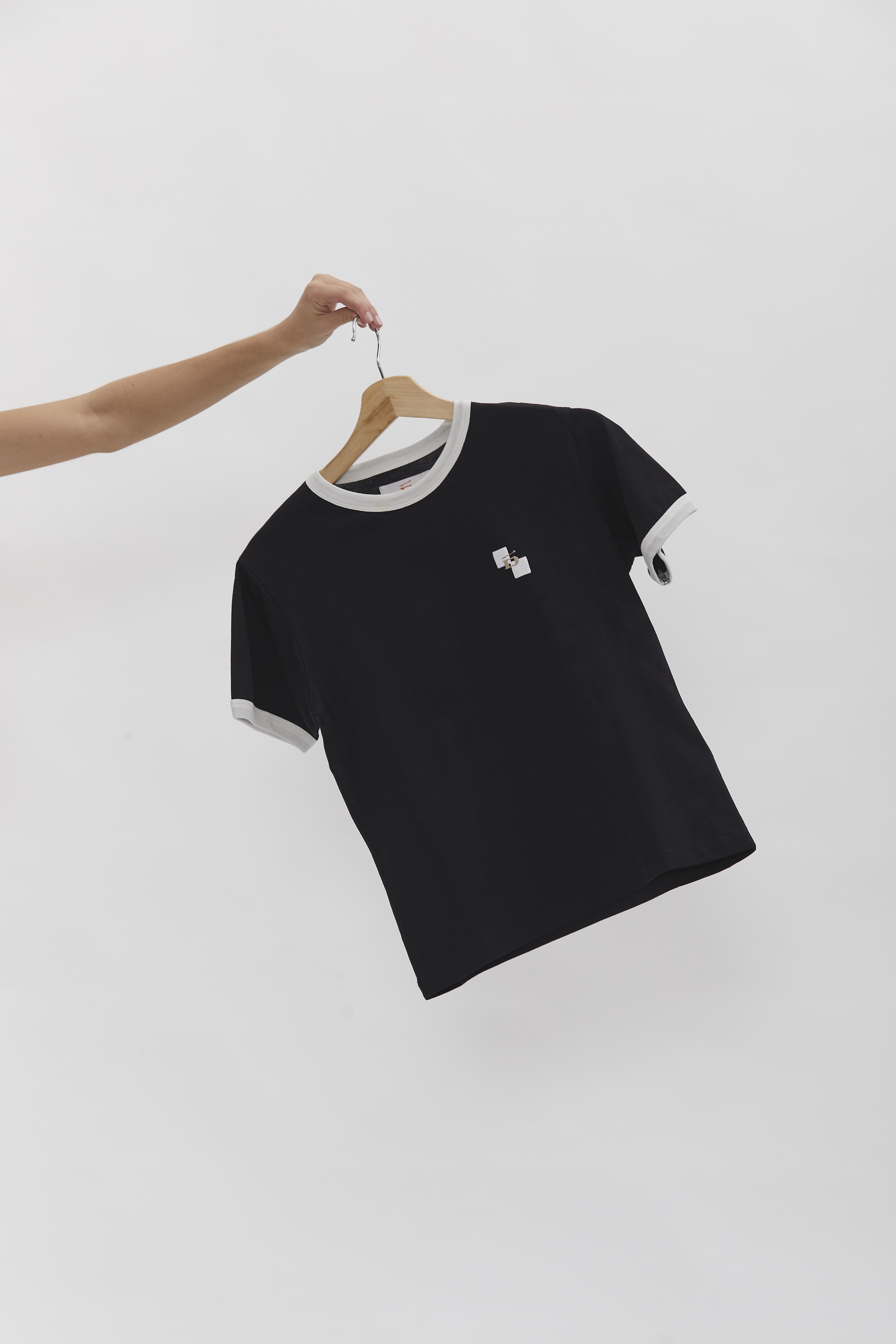 Ringer T-Shirt D-Brand, T-Shirts, Polos und Tops, Ringer T-Shirt, BLACK, Schwarz, 222207, 222207-100