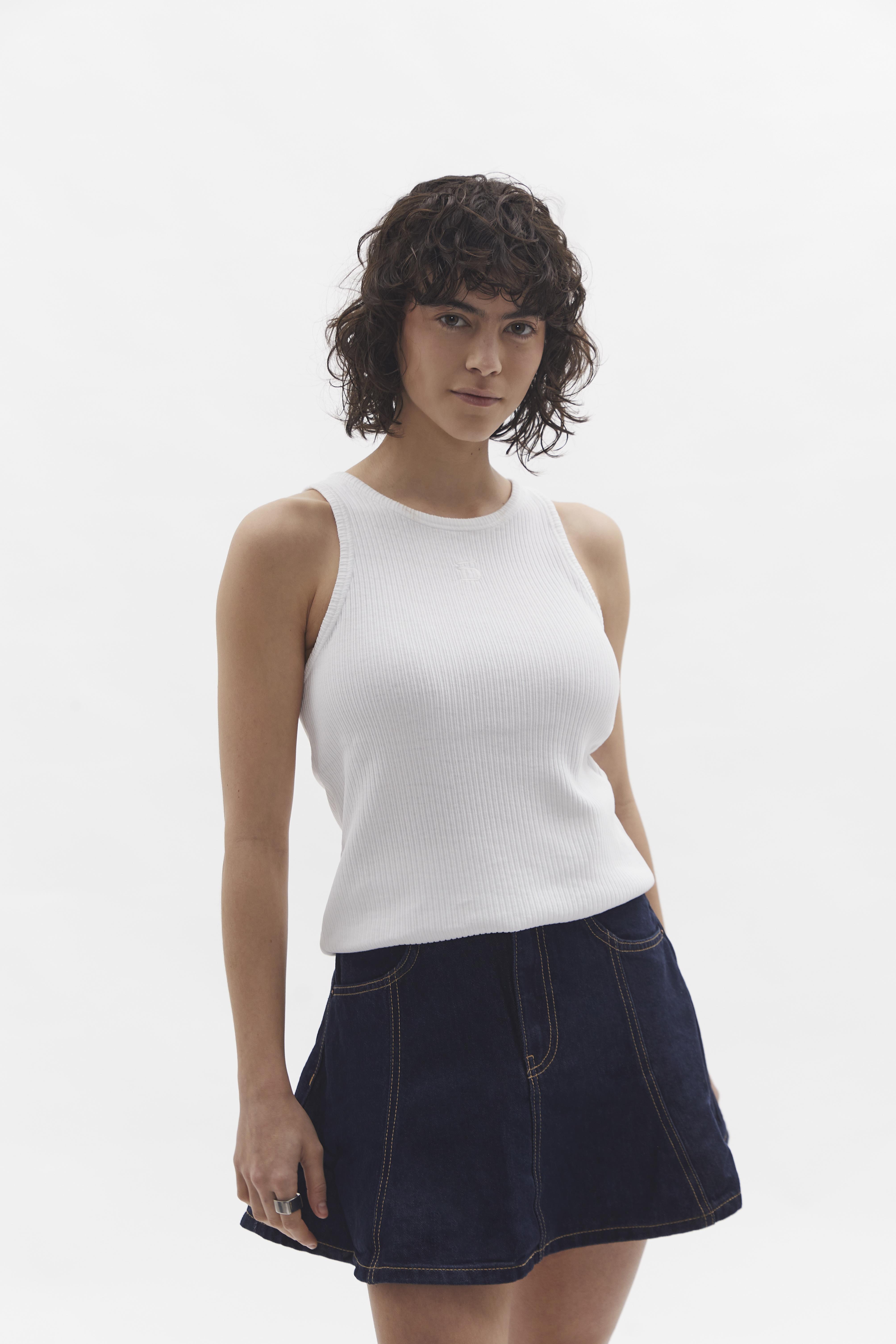 Ribbed Tank Top D-Brand, T-Shirts, Polos und Tops, Ribbed Tank Top, WHITE, Weiß, 222602, 222602-110