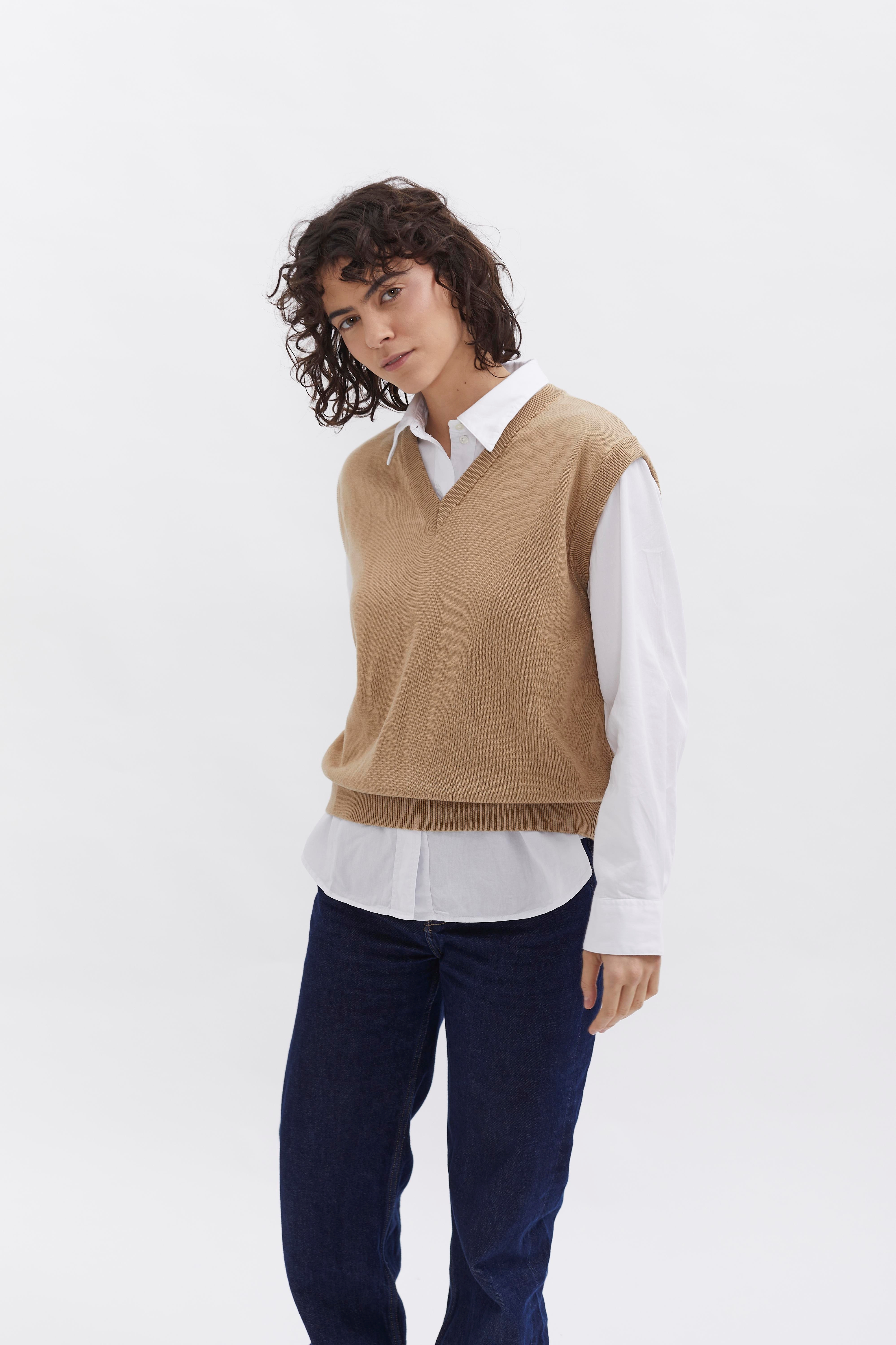 Knit Vest D-Brand, Jackets, Vest, Cardigans, Knit Vest, SAND, Creme, 226301, 226301-256