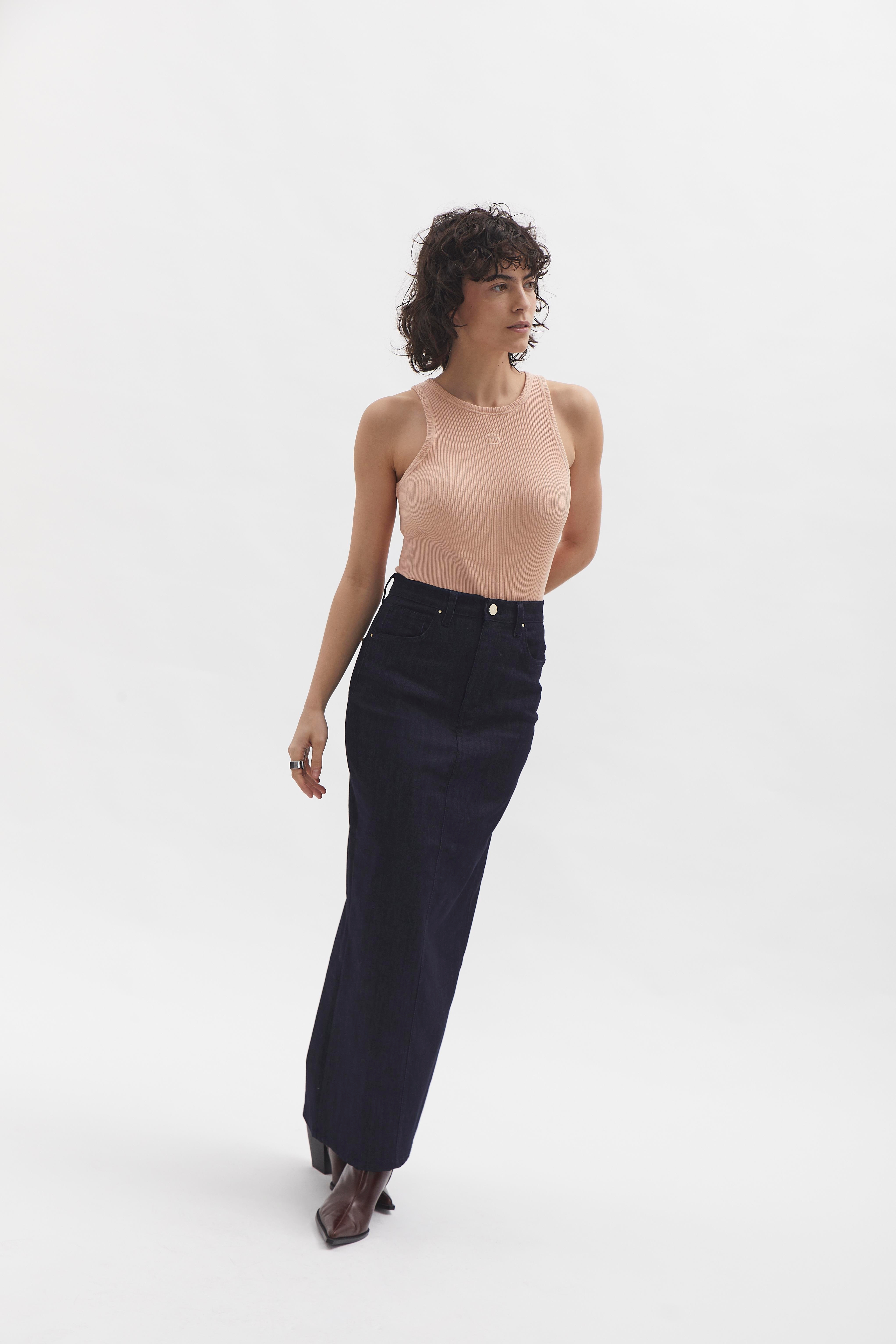 Ribbed Tank Top D-Brand, T-Shirts, Polos und Tops, Ribbed Tank Top, SALMON, Lachs, 222602, 222602-680