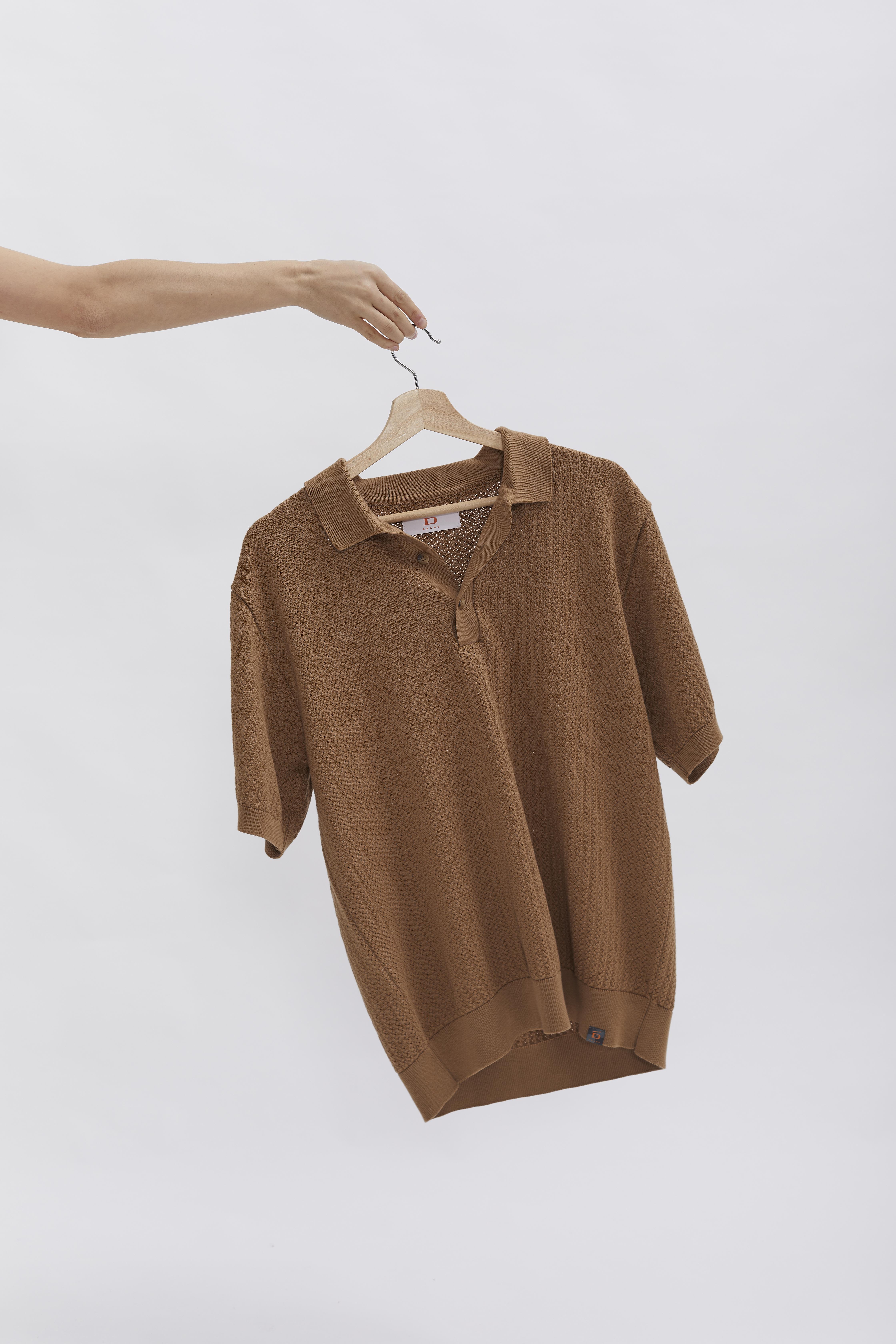 D-Brand, T-Shirts und Polos, Knit Polo, CAPPUCINO, Braun, 112501, 112501-223
