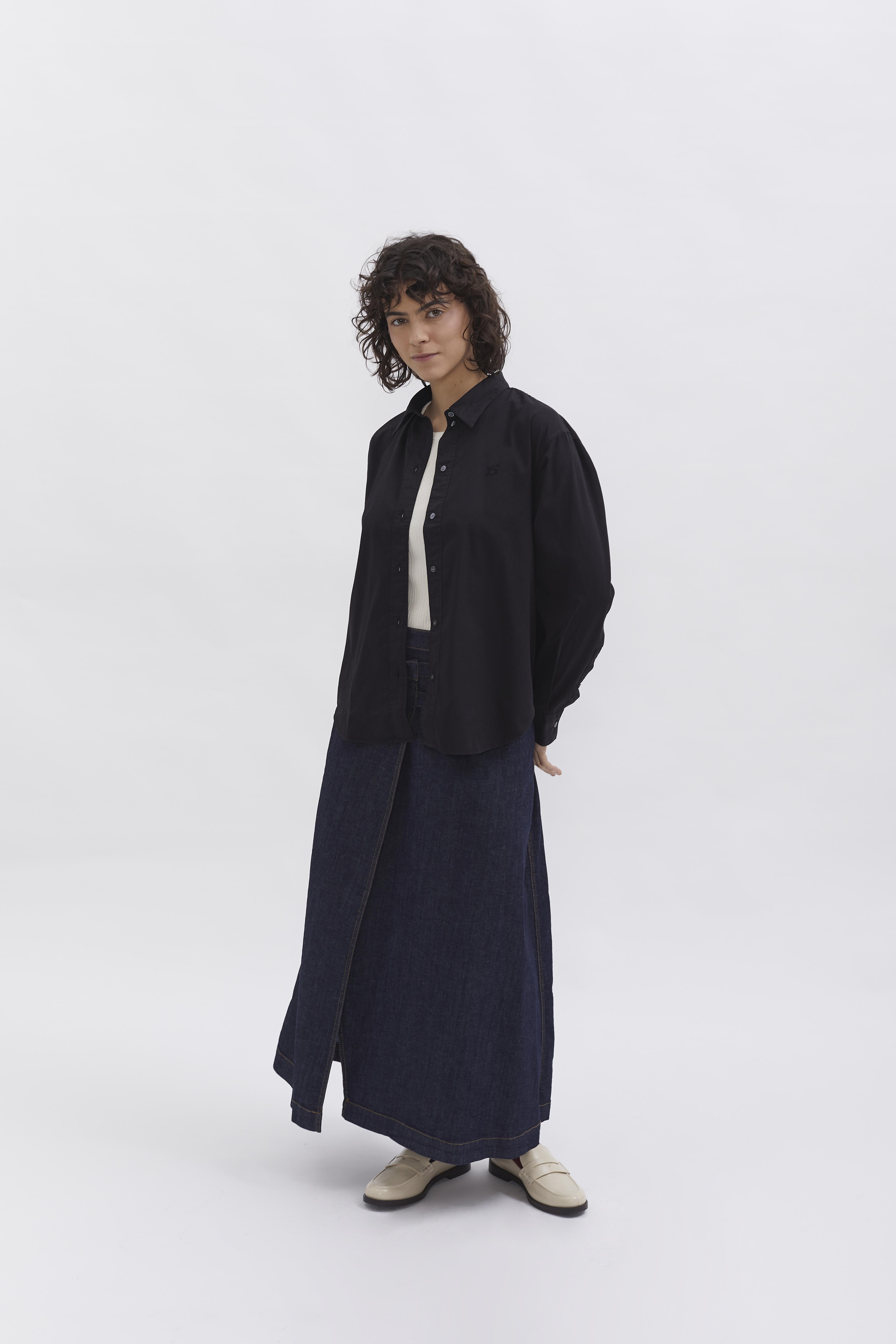 D-Brand, Blouses, Boxed Fit Bluse, BLACK, Schwarz, 227010, 227010-100