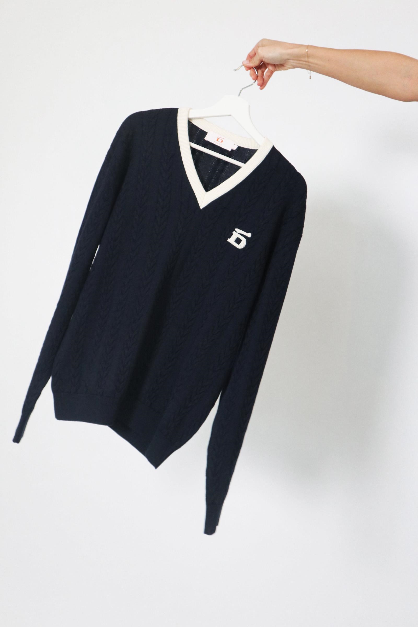 College Cable Knit D-Brand, Pullover, College Cable Knit , NAVY, Blau, 115230, 115230-410