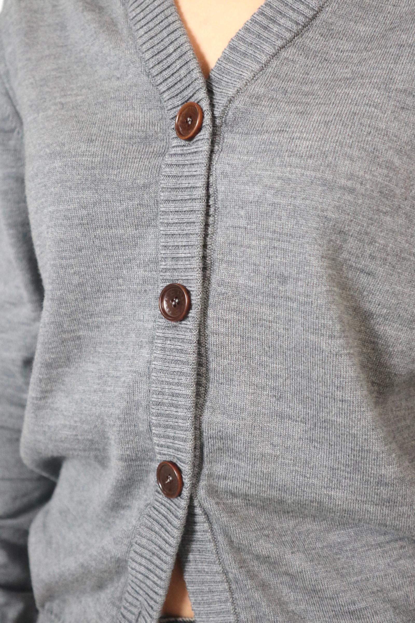 D-Intarsia Cardigan D-Brand, Jackets, Vest, Cardigans, D-Intarsia Cardigan, GREY MELANGE, Grau, 223310, 223310-152