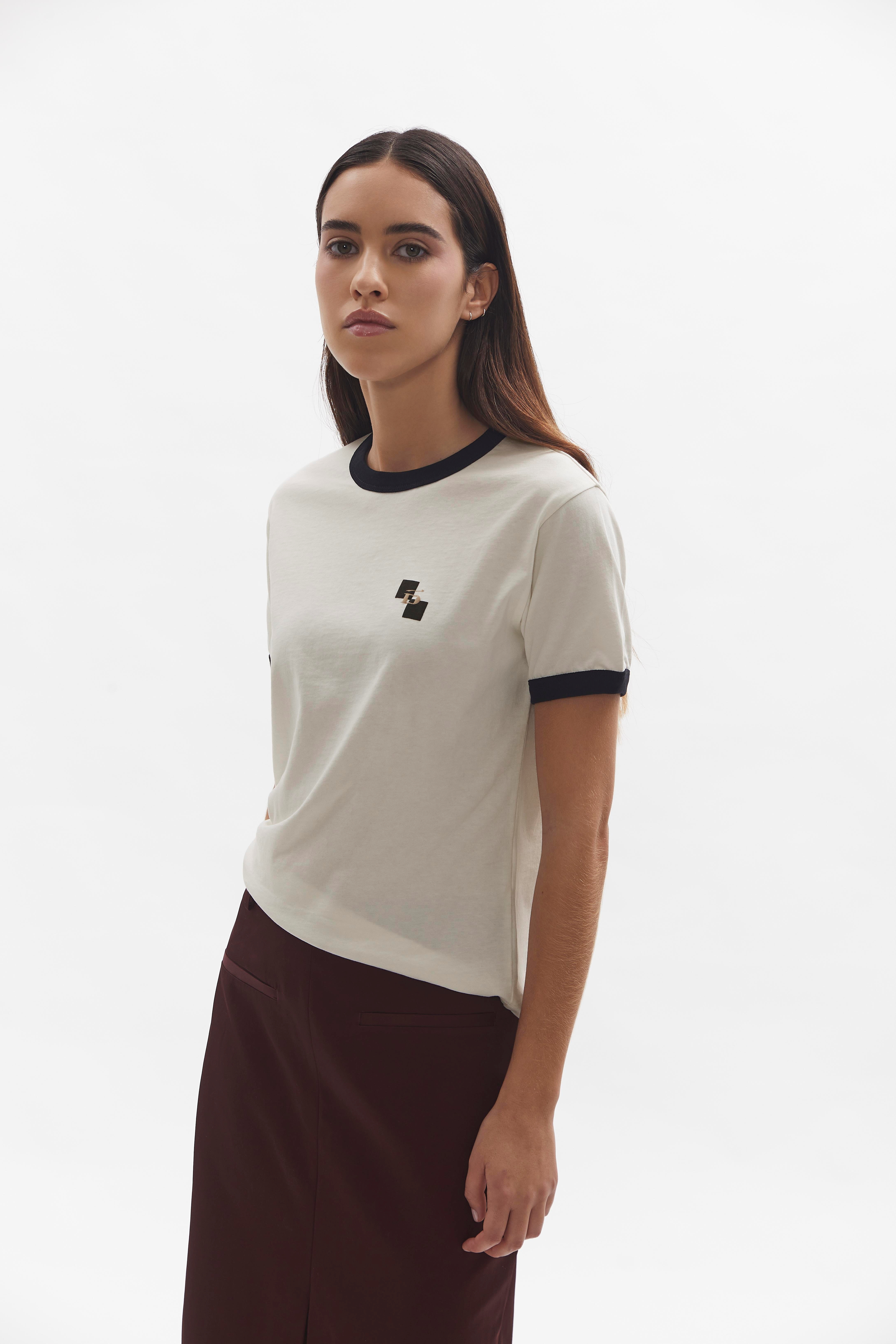 Ringer T-Shirt D-Brand, T-Shirts, Polos und Tops, Ringer T-Shirt, EGGNOG, 222207, 222207-113