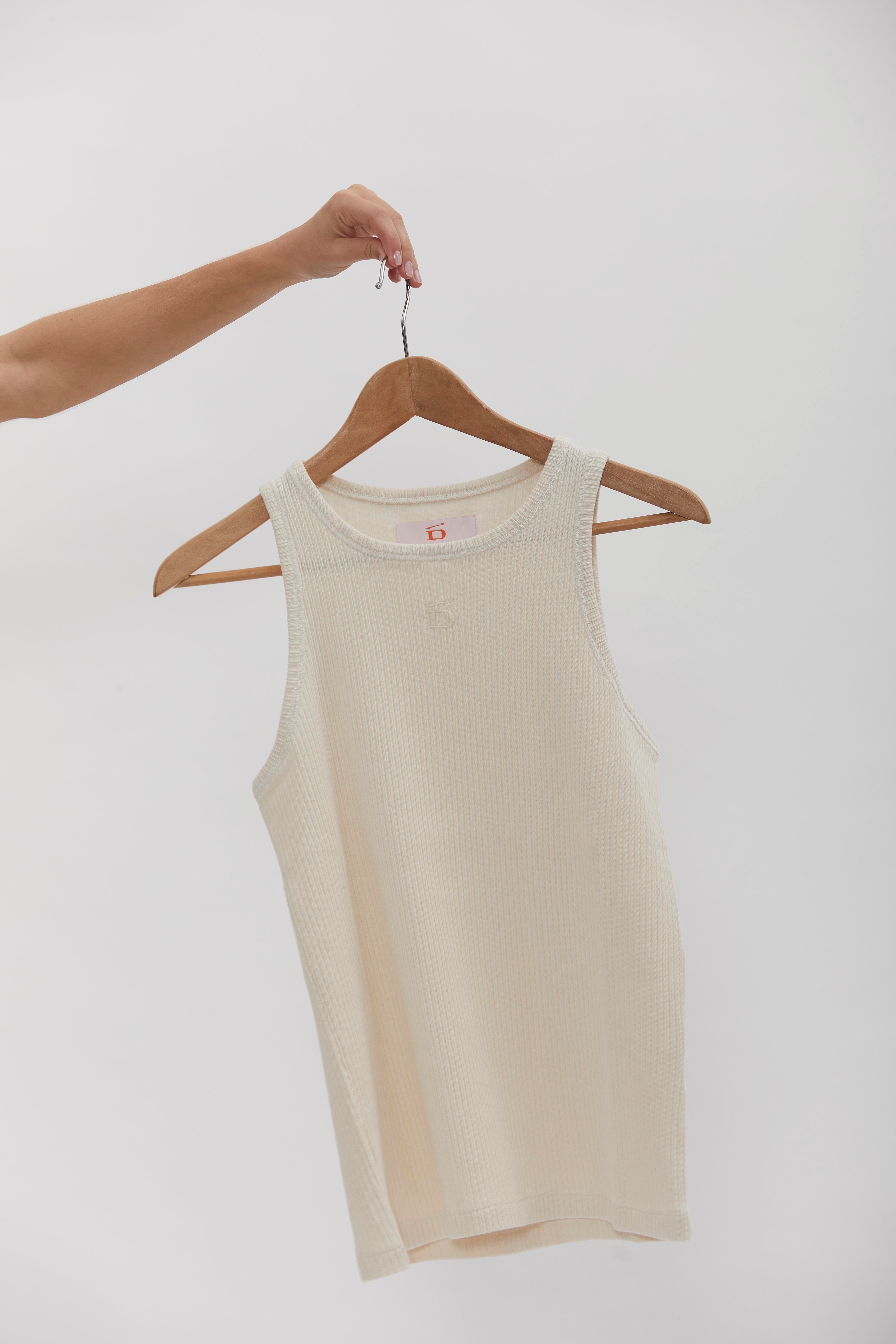 Ribbed Tank Top D-Brand, T-Shirts, Polos und Tops, Ribbed Tank Top, EGGNOG, Creme, 222602, 222602-113