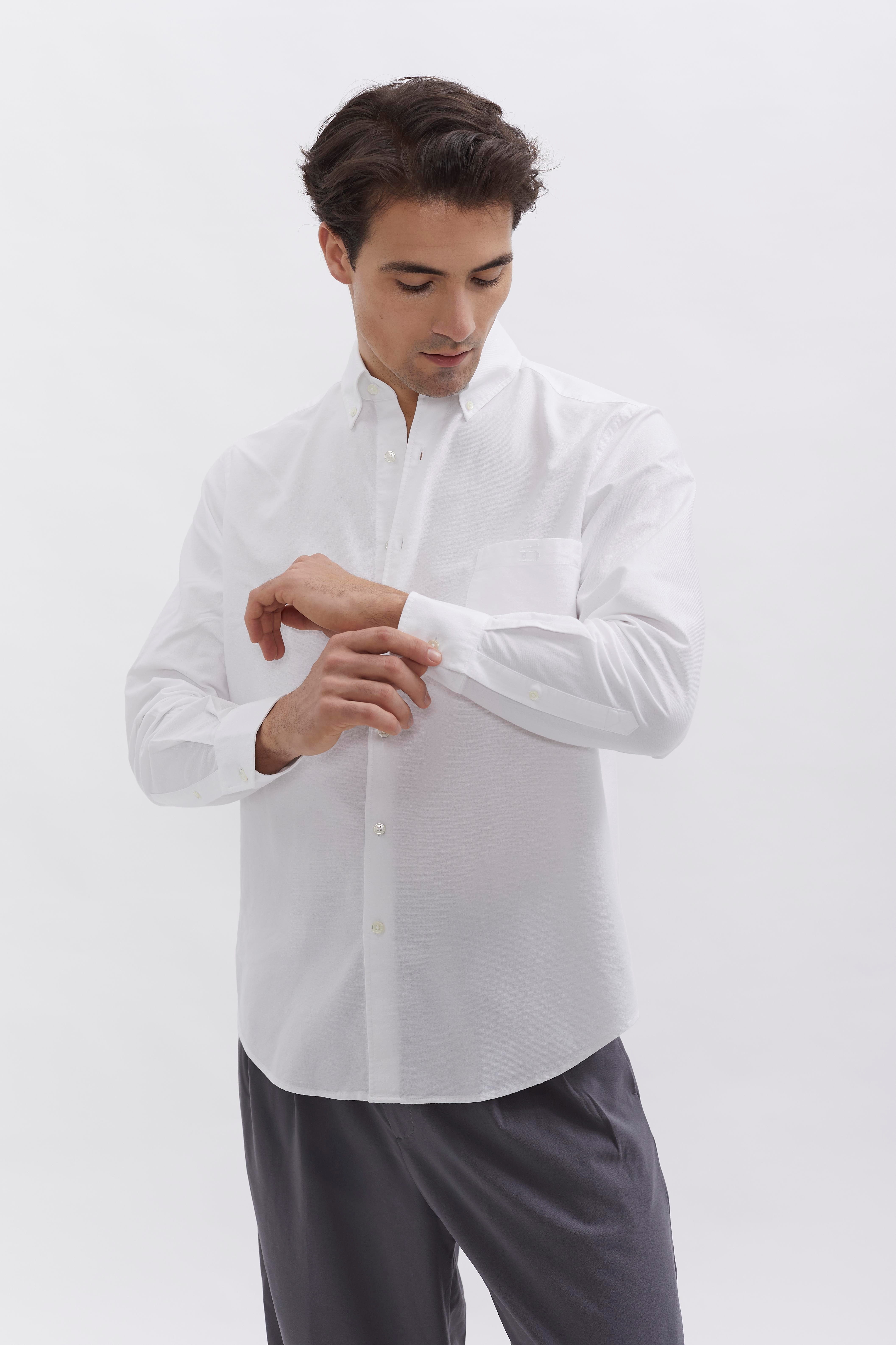 Oxford Shirt D-Brand, Shirts, Oxford Shirt, WHITE, Weiß, 117010, 117010-110